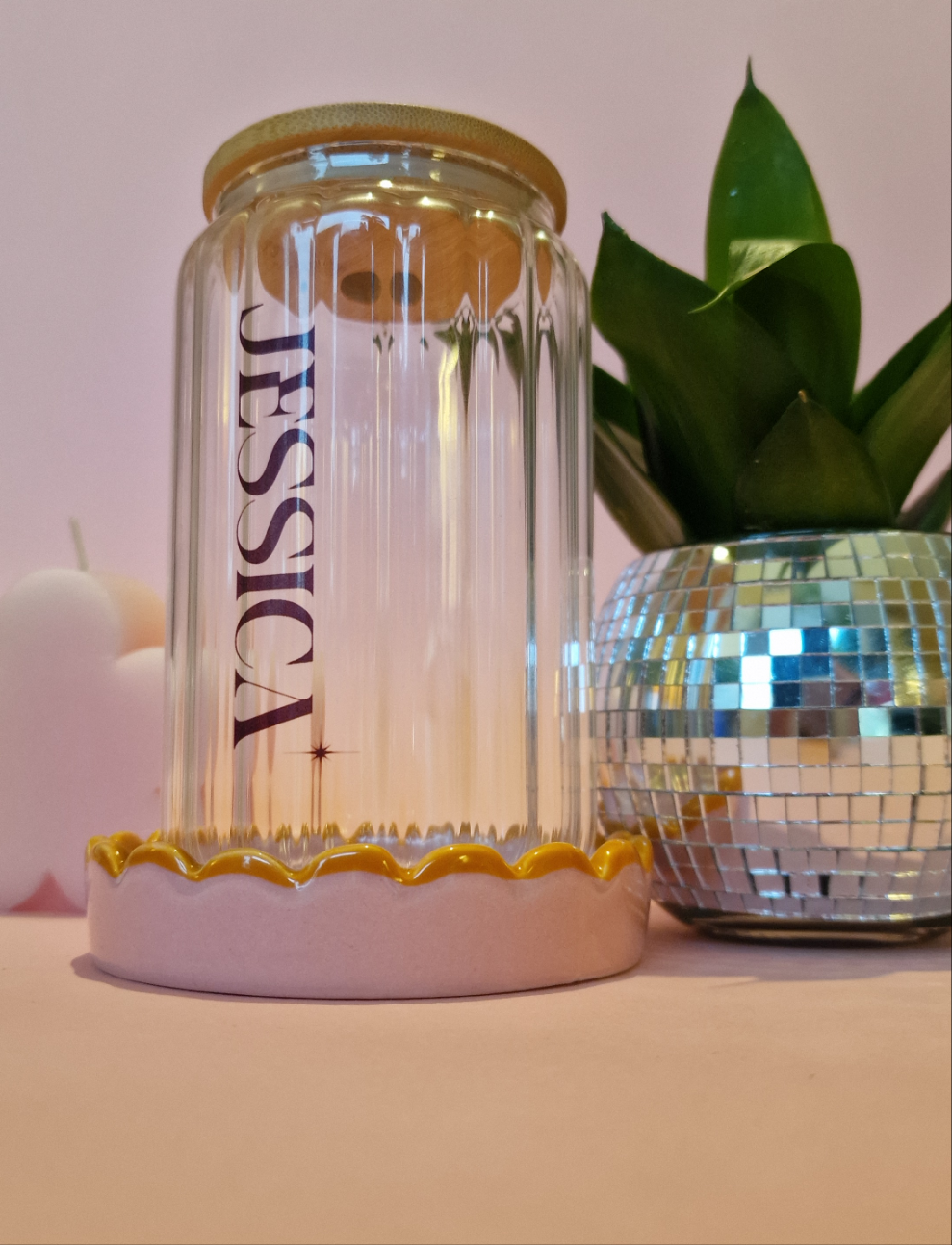 Personalised Ribbed Clear Glass Can Tumbler