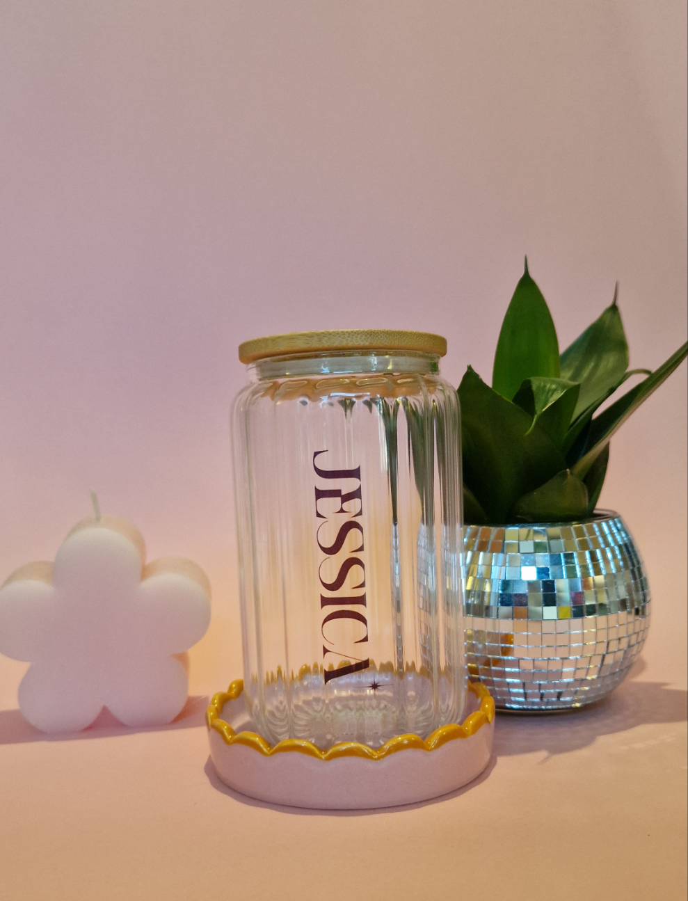 Personalised Ribbed Clear Glass Can Tumbler