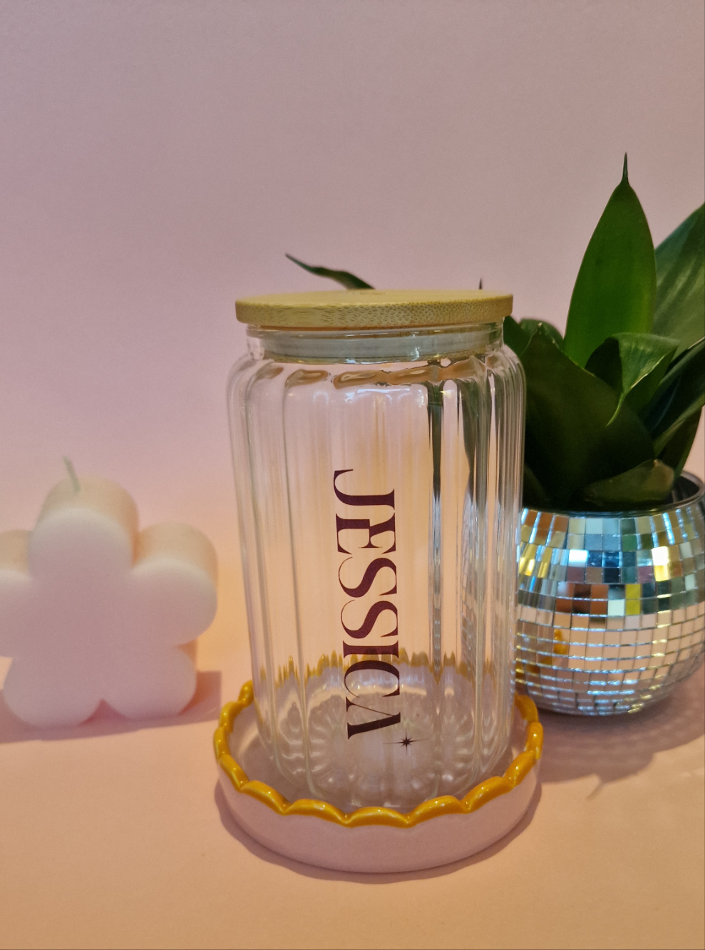 Personalised Ribbed Clear Glass Can Tumbler
