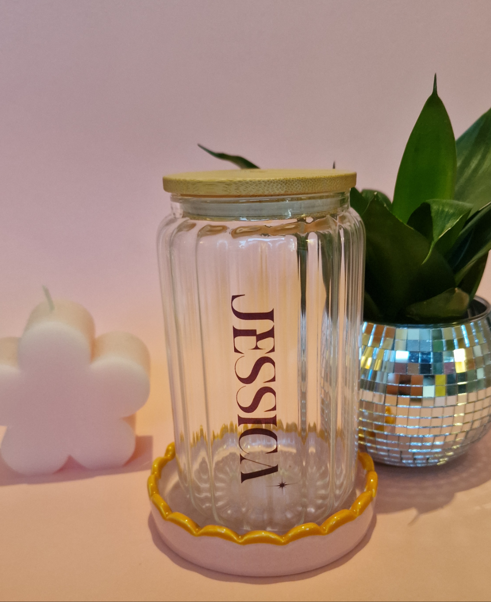 Personalised Ribbed Clear Glass Can Tumbler