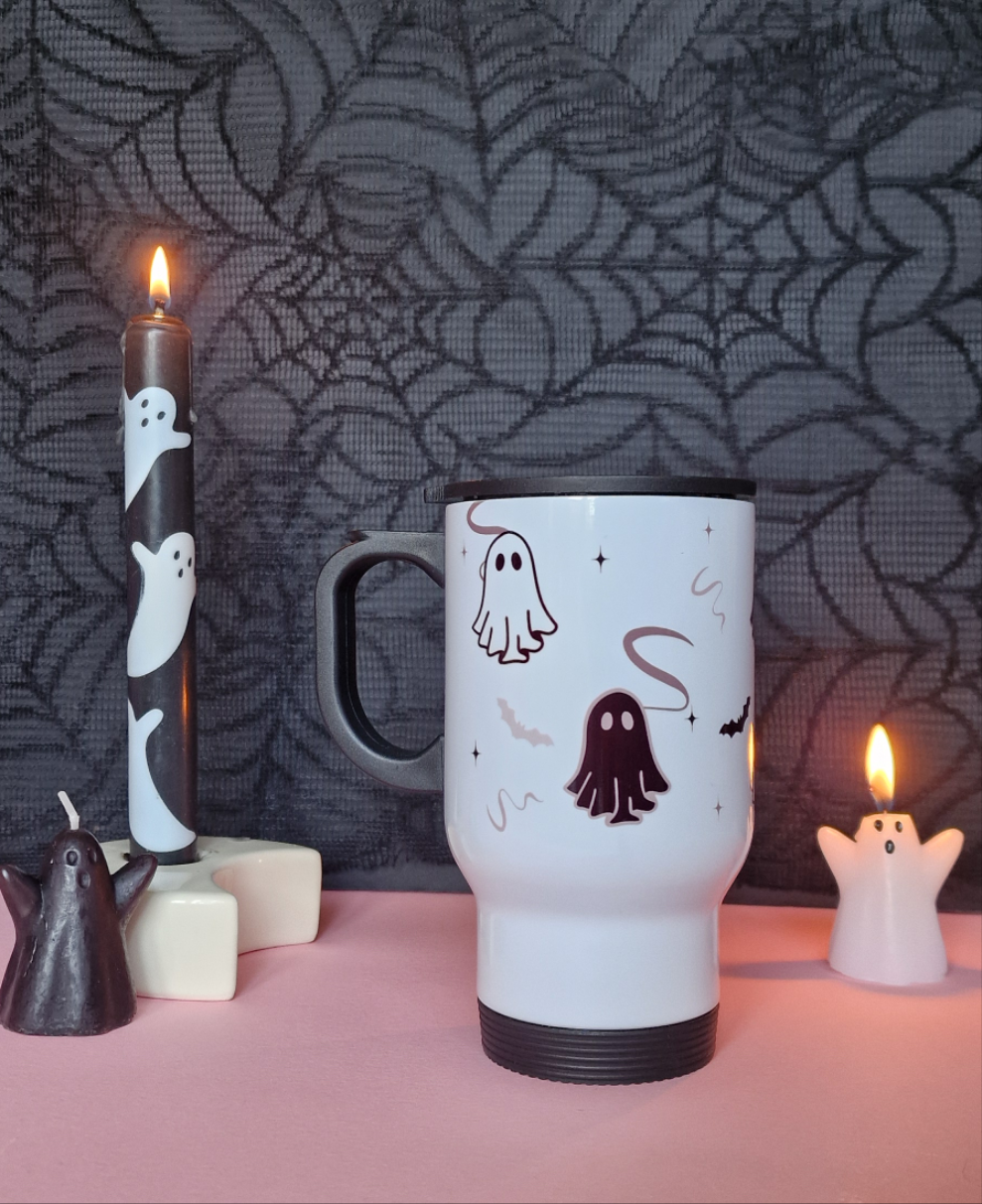 Monochrome Ghosties Travel Mug
