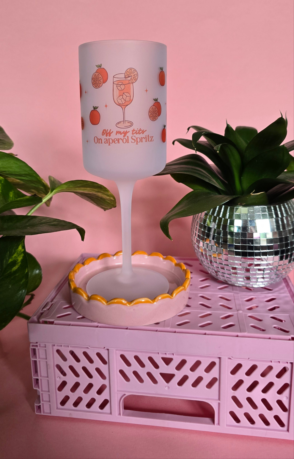 Off My Tits On Aperol Spritz Wine Glass
