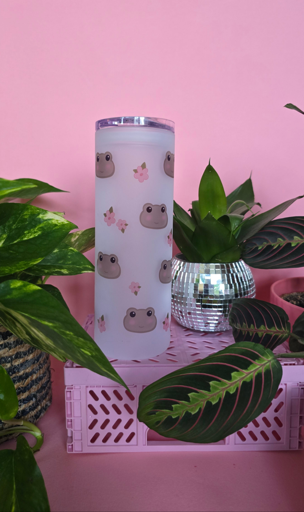 Frogs & Flowers 750ml Large Tumbler