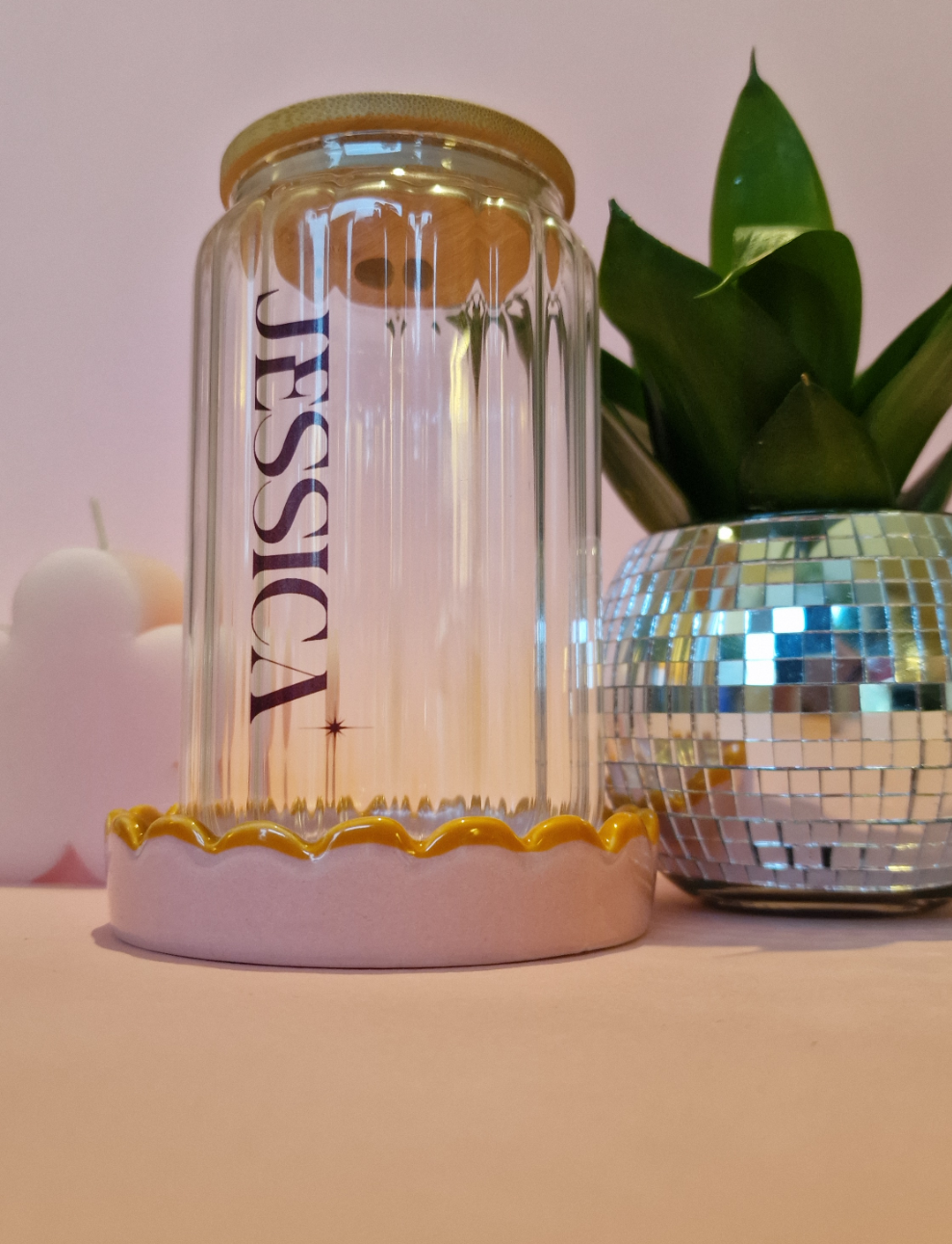 Personalised Ribbed Clear Glass Can Tumbler