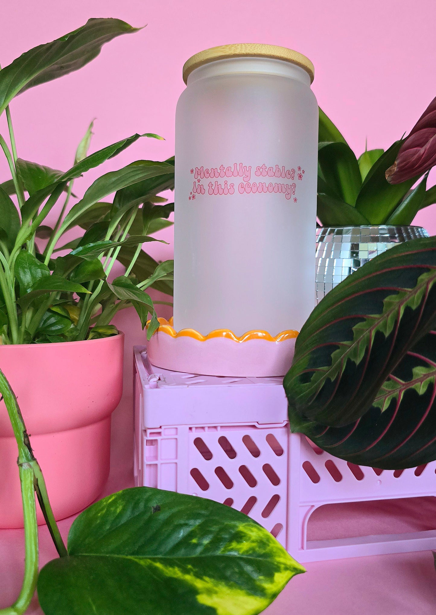 Mentally Stable Glass Tumbler With Bamboo Lid & Straw