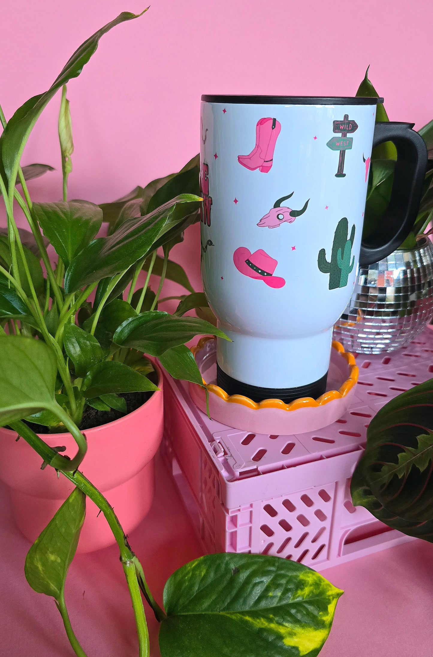 Yee Haw Western Pink & Green | Cute Travel Mugs