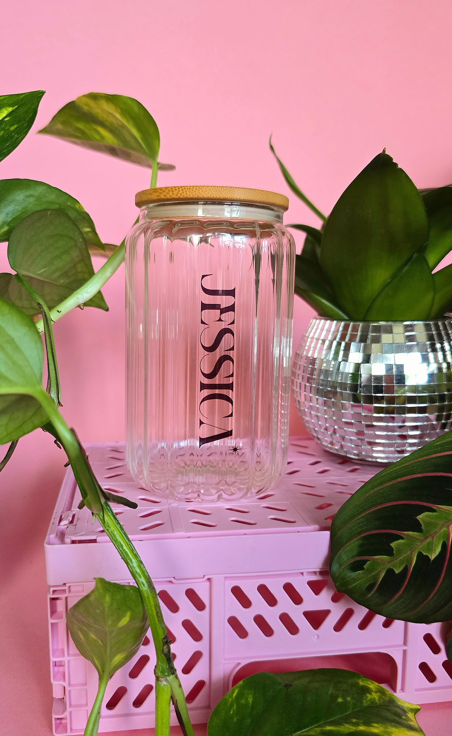 Personalised Ribbed Clear Glass Can Tumbler