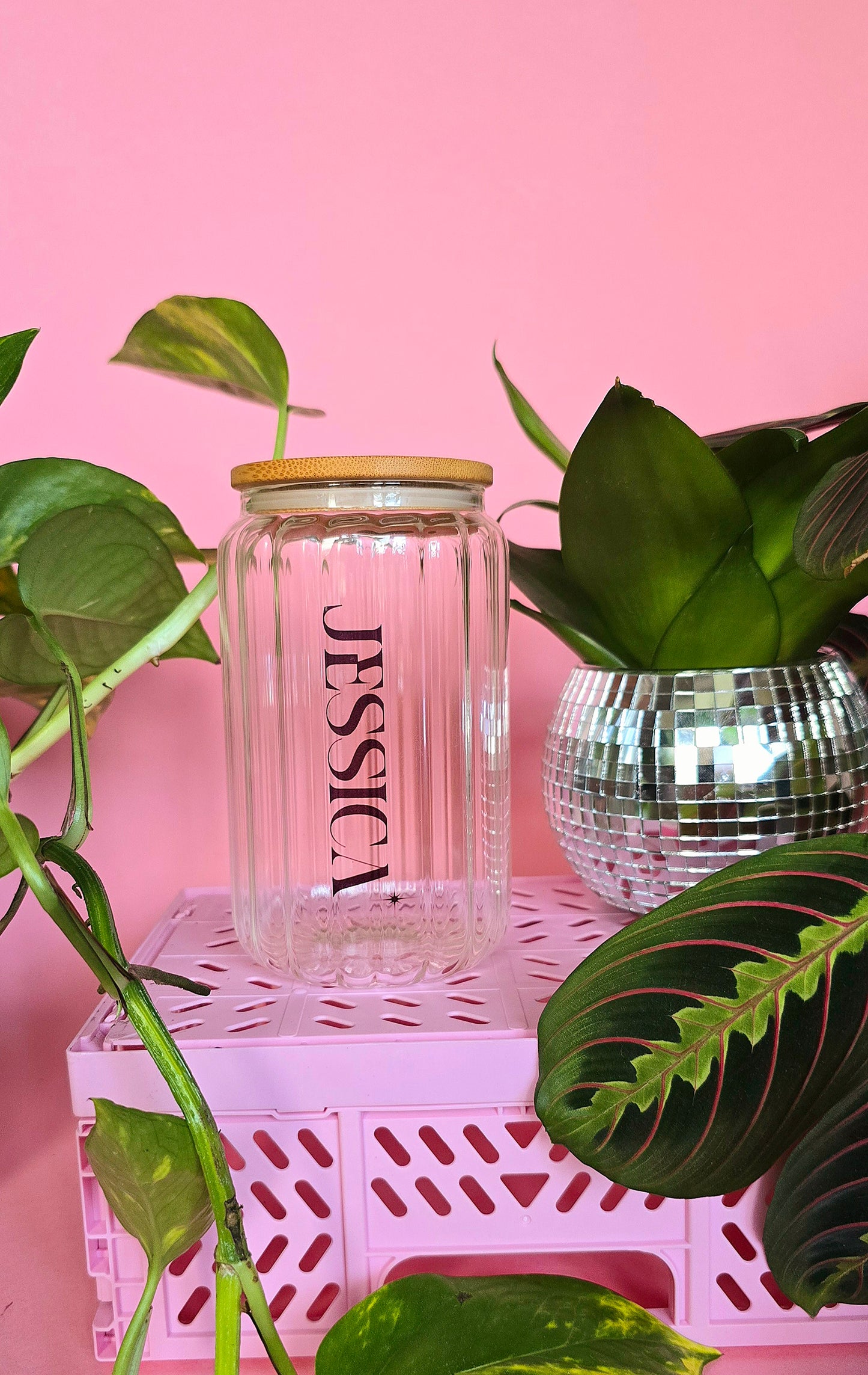 Personalised Ribbed Clear Glass Can Tumbler