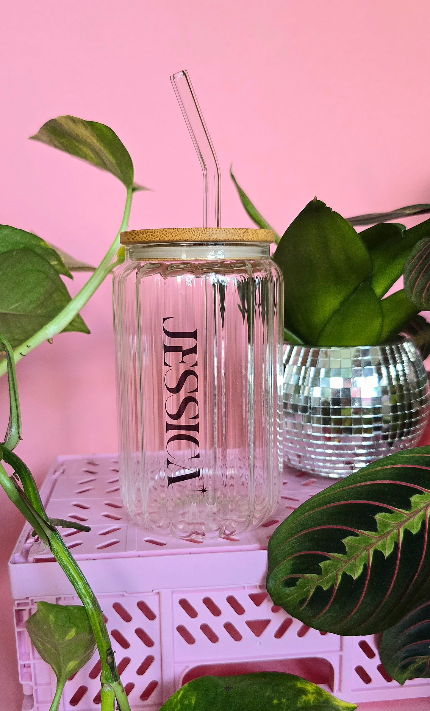 Personalised Ribbed Clear Glass Can Tumbler