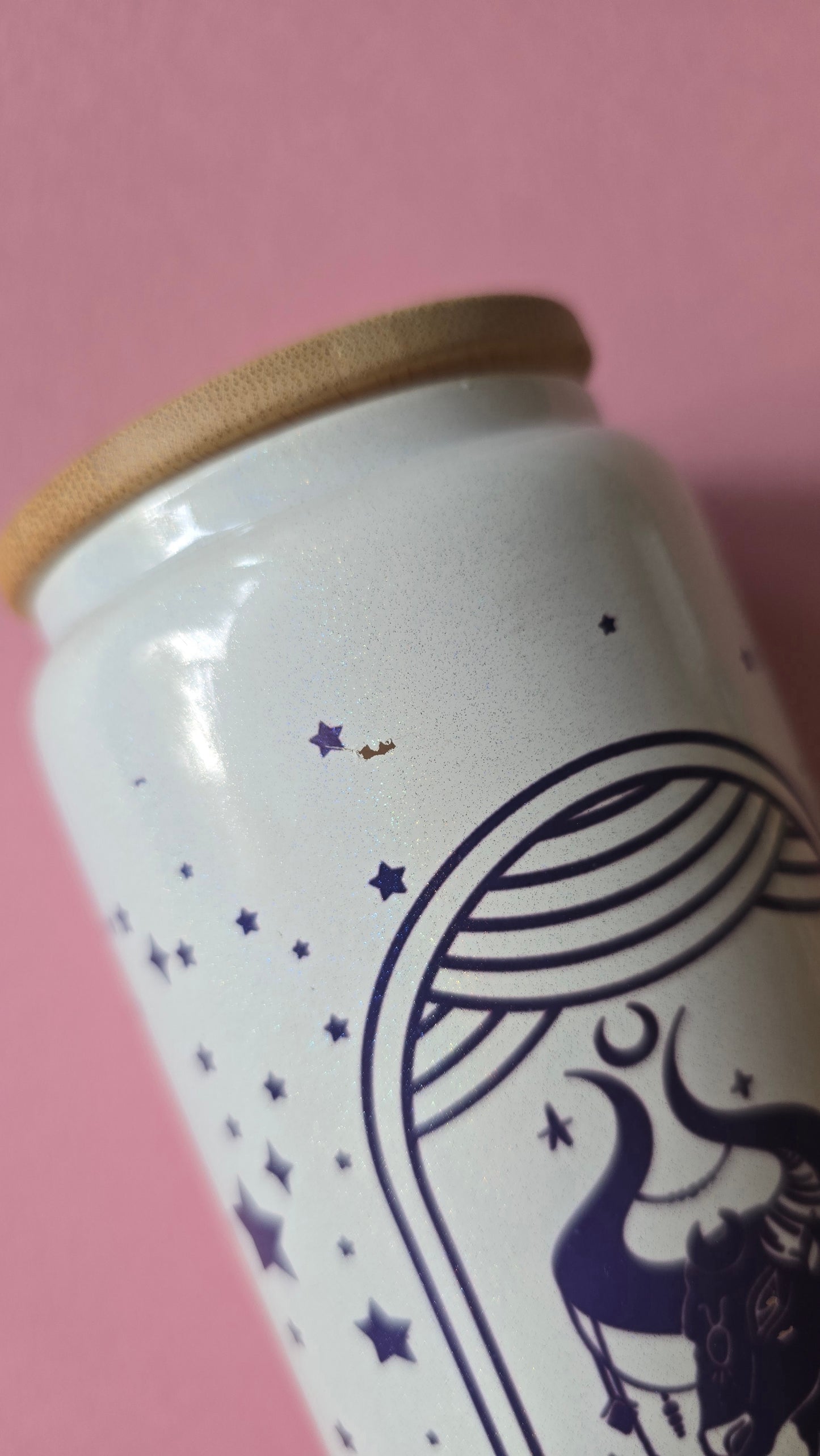 *sale* white shimmer taurus glass