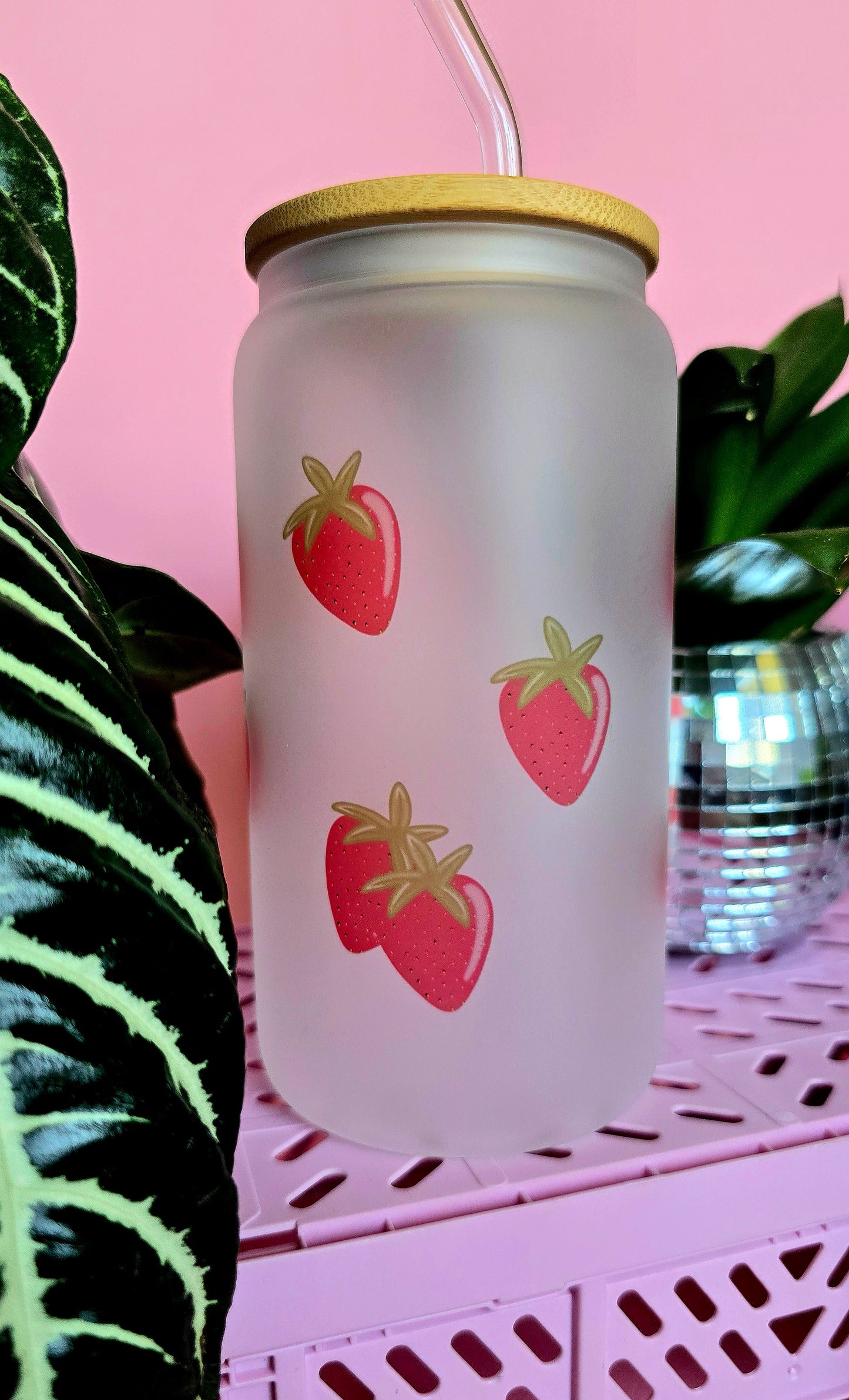 Strawberries Glass Tumbler