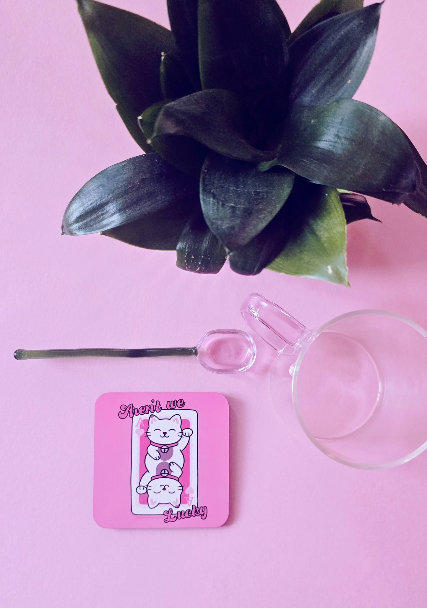 Arent We Lucky Cat Coaster