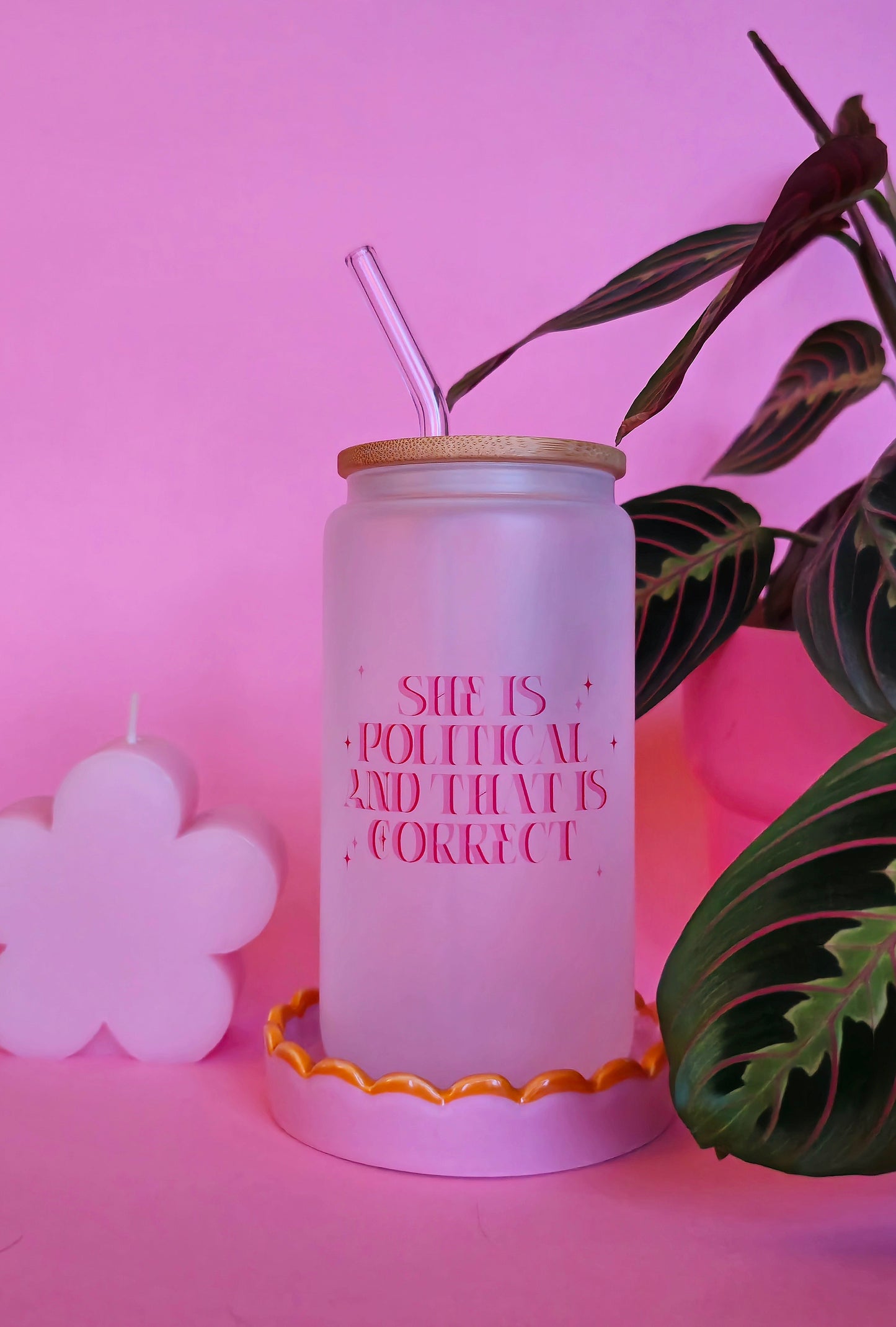 She is Political Glass Tumbler