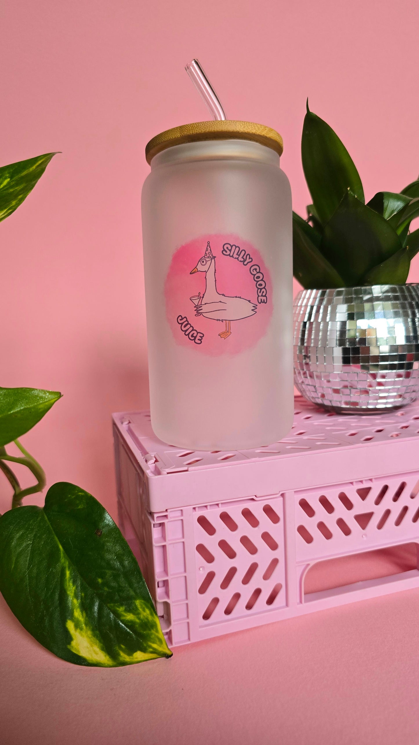 Silly Goose Juice Pink Glass Tumbler