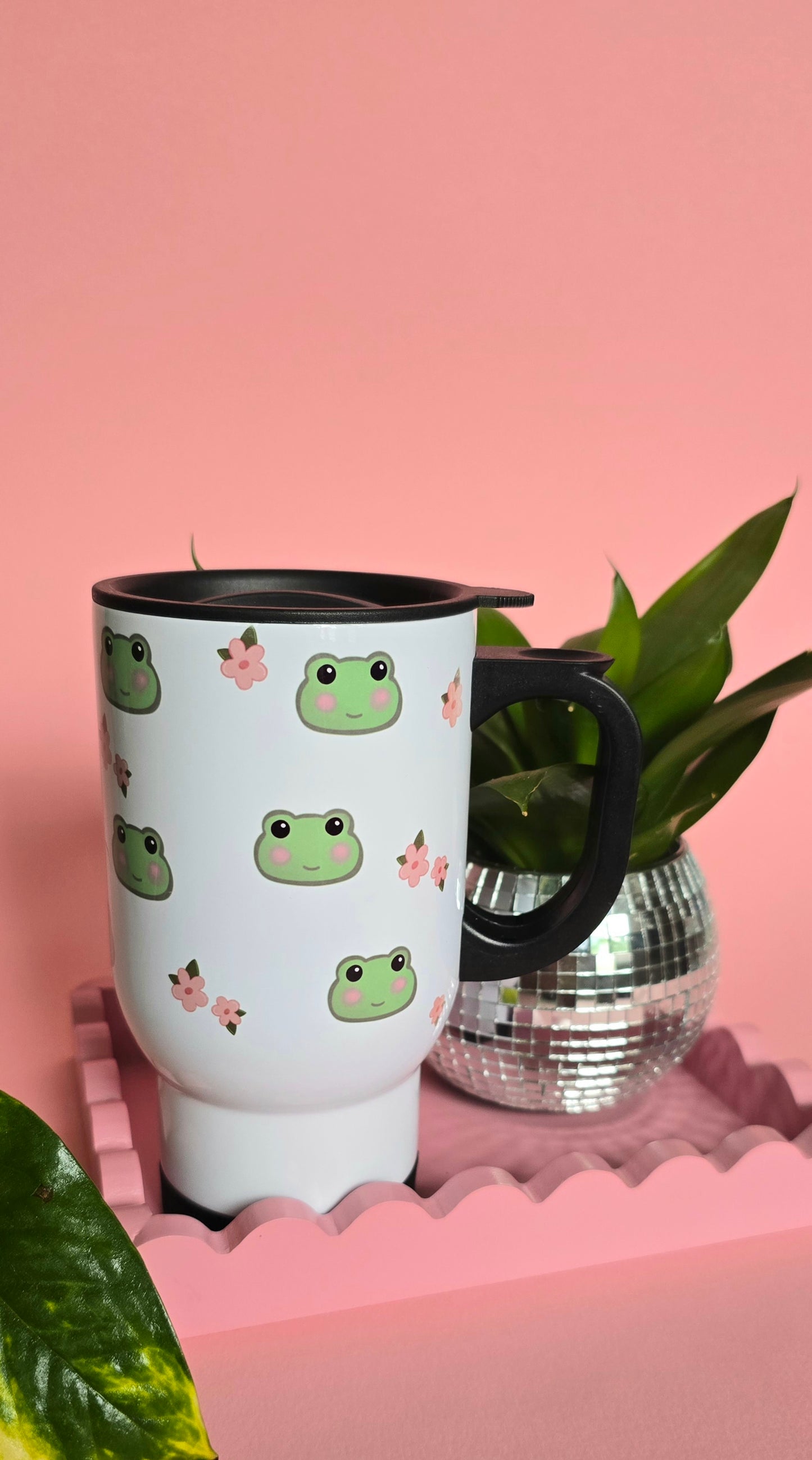 Frogs & Flowers Travel Mug