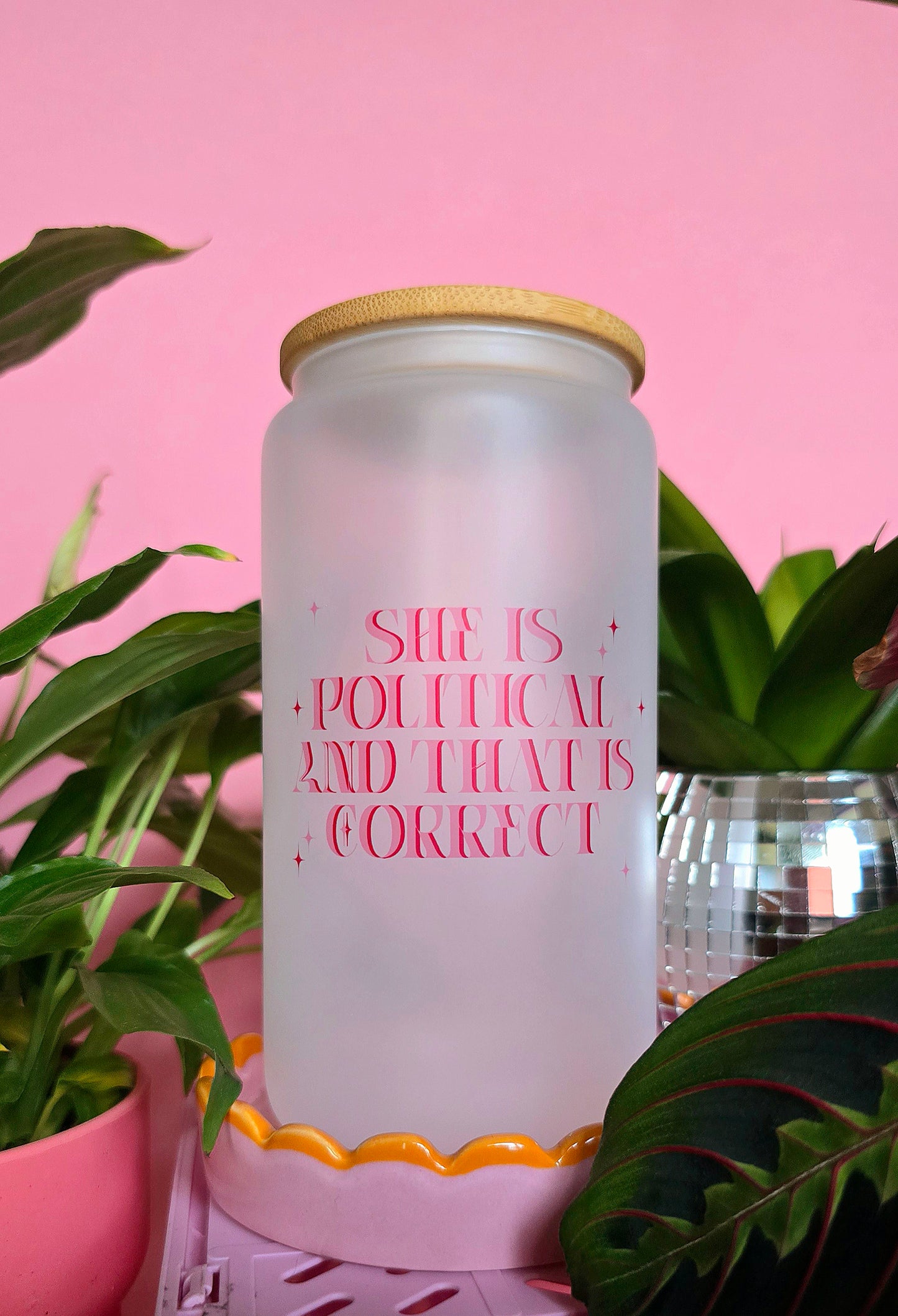 She is Political Glass Tumbler