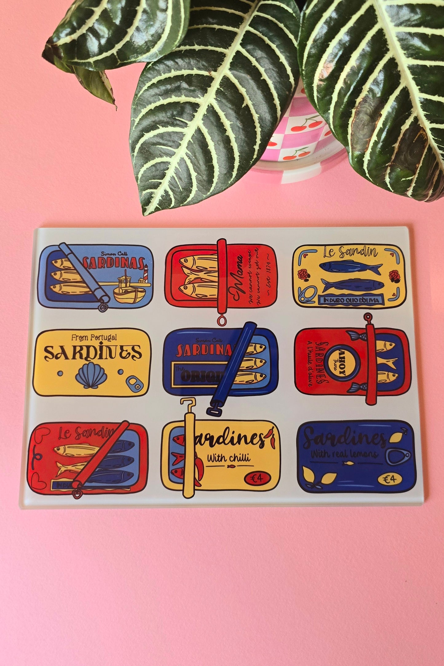 Traditional Sardine Glass Chopping Board