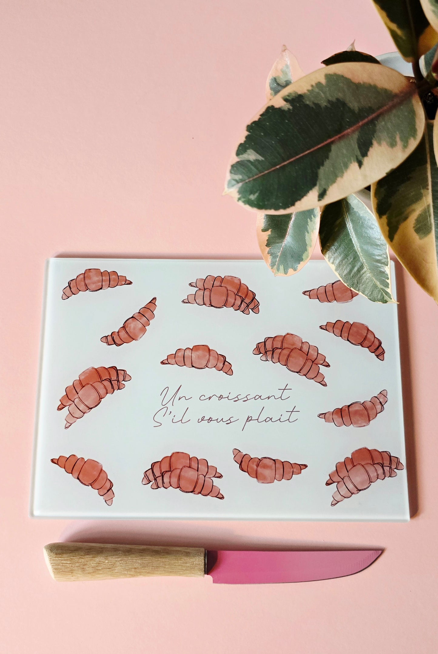 French Cute Croissant Glass Chopping Board