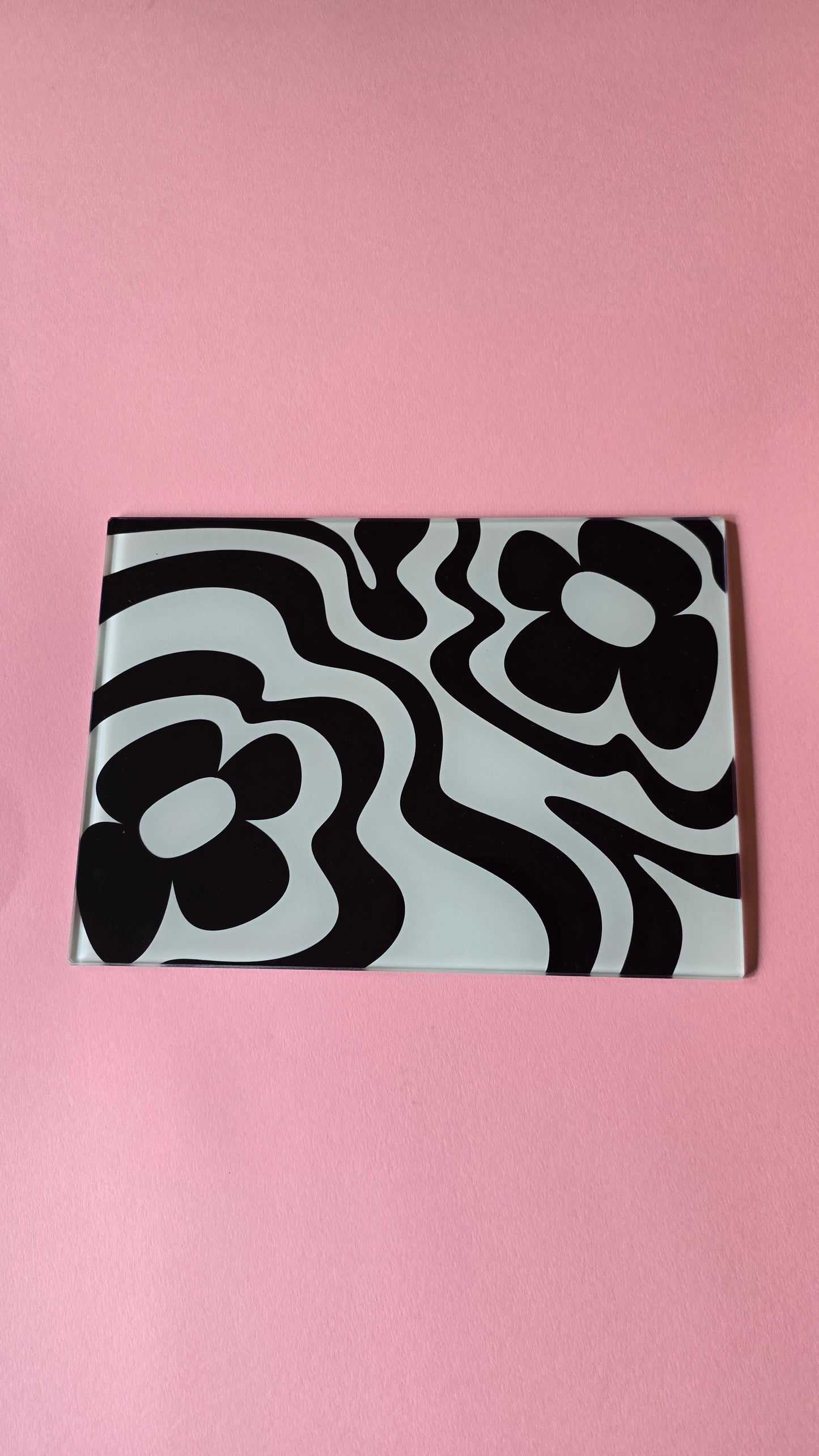 Monochrome Funky Vibey Glass Chopping Board