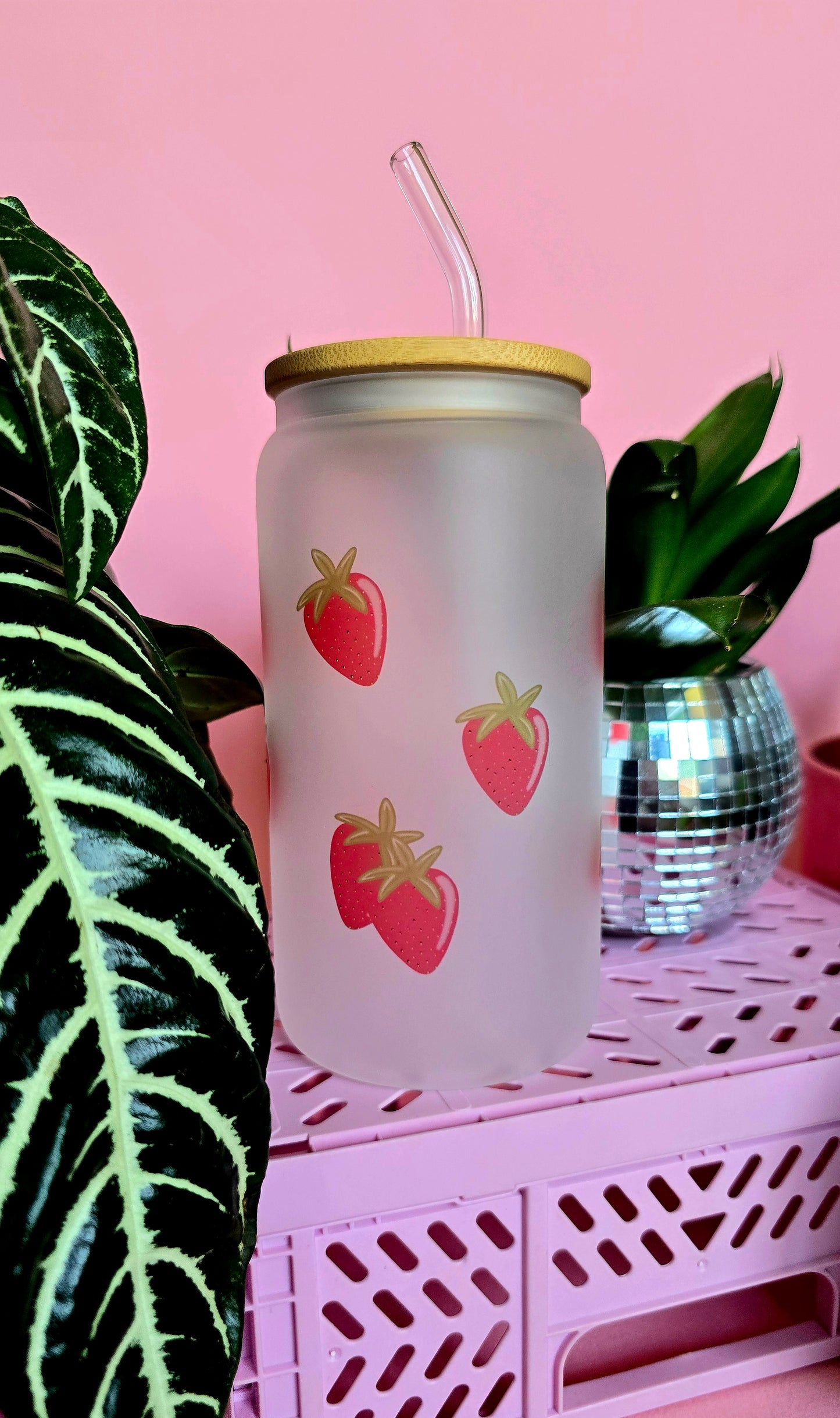 Strawberries Glass Tumbler
