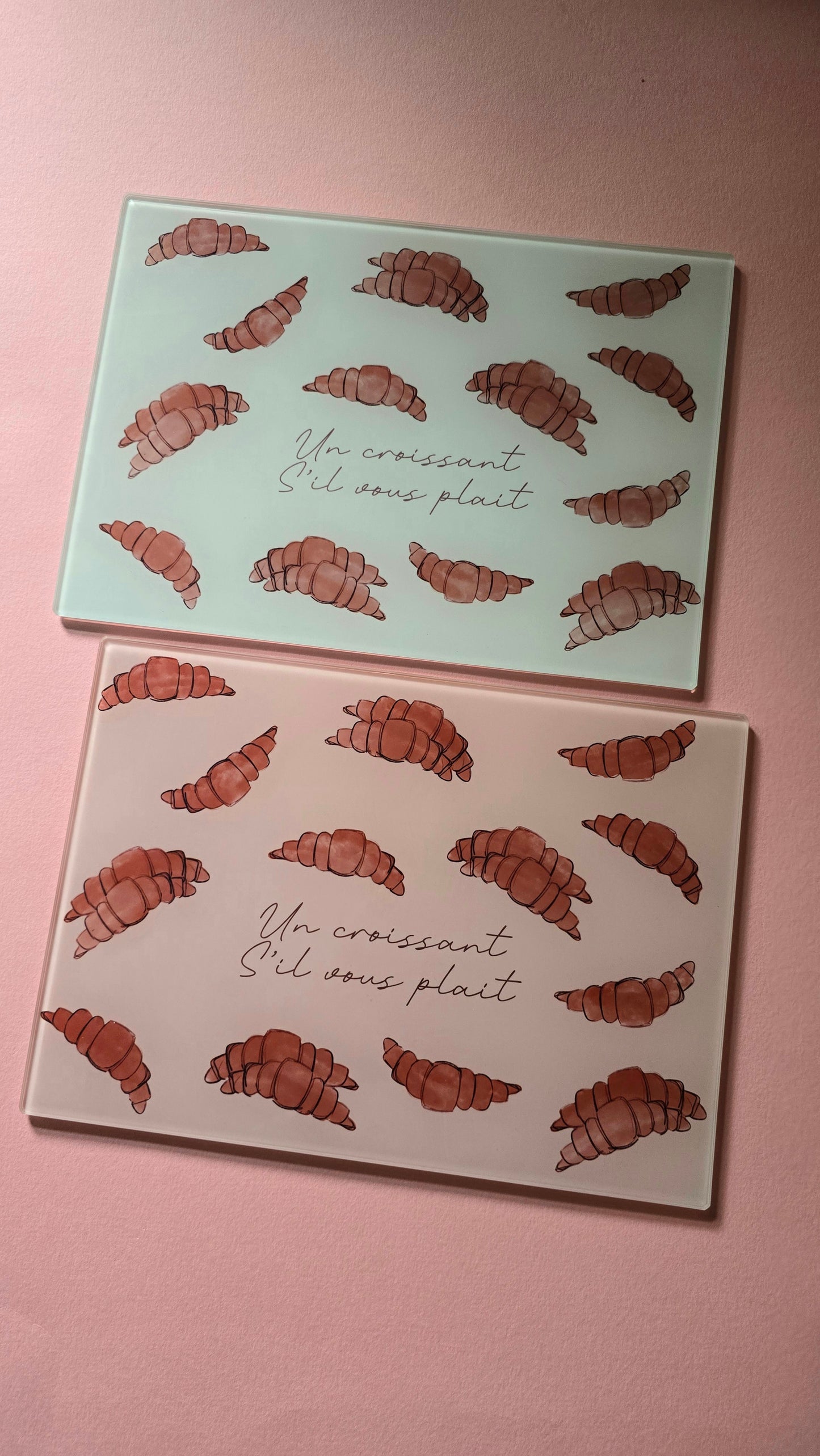 French Cute Croissant Glass Chopping Board