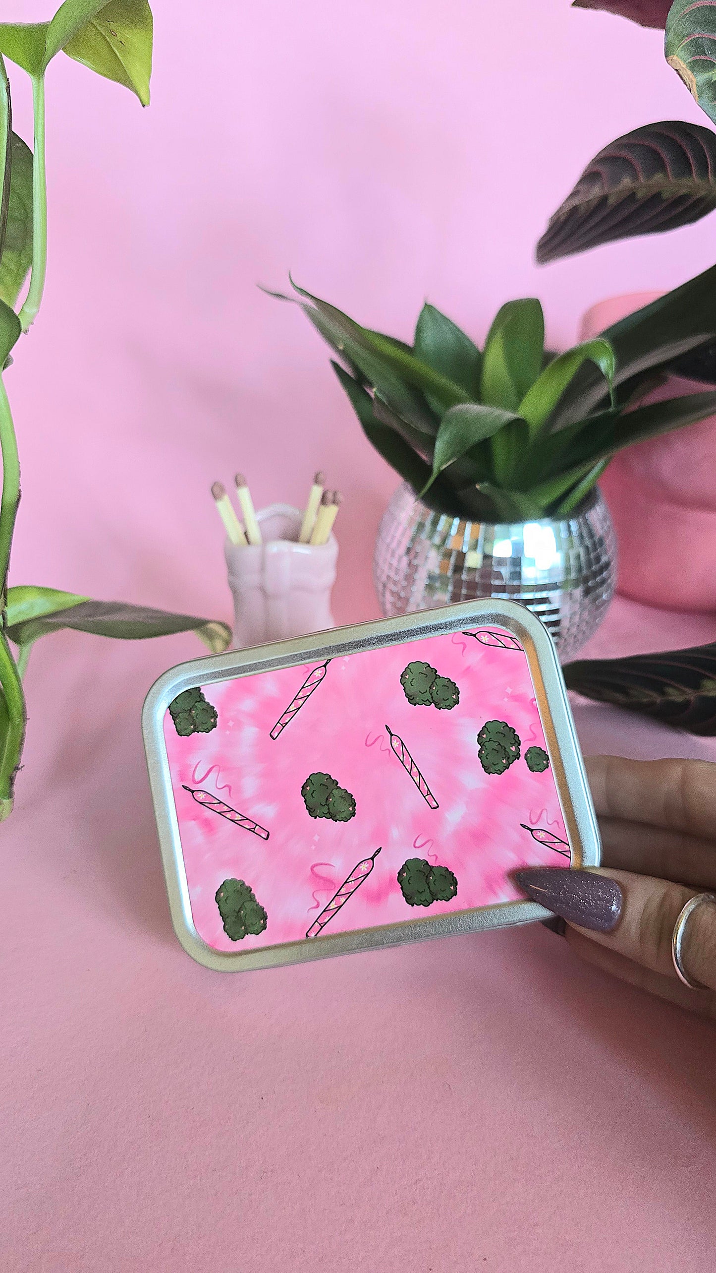 Pink Nugs & Joints 420 Rolling Tin | Funky Cute Tobacco Tin