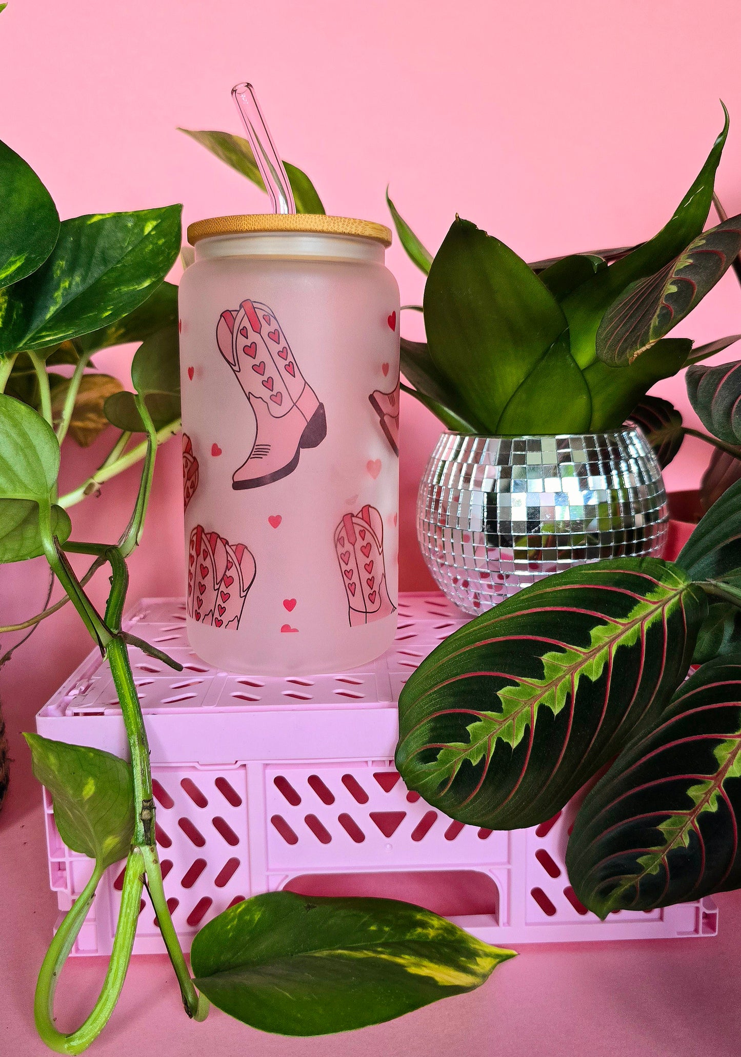 Cowboy Boots | Western Love Valentines 16oz Glass Tumbler