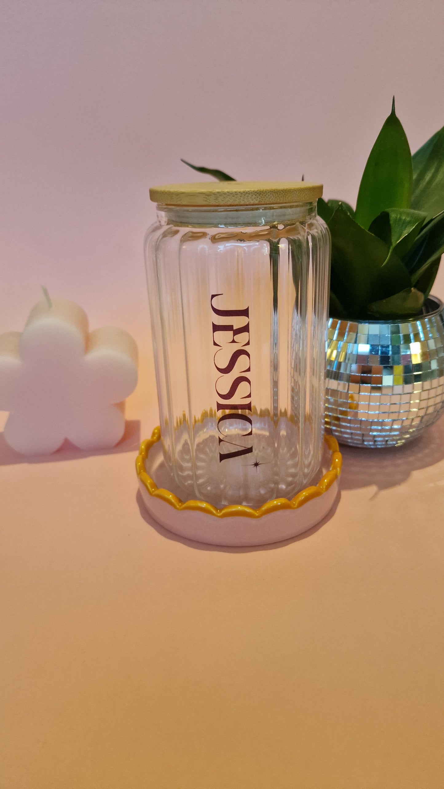 Personalised Ribbed Clear Glass Can Tumbler