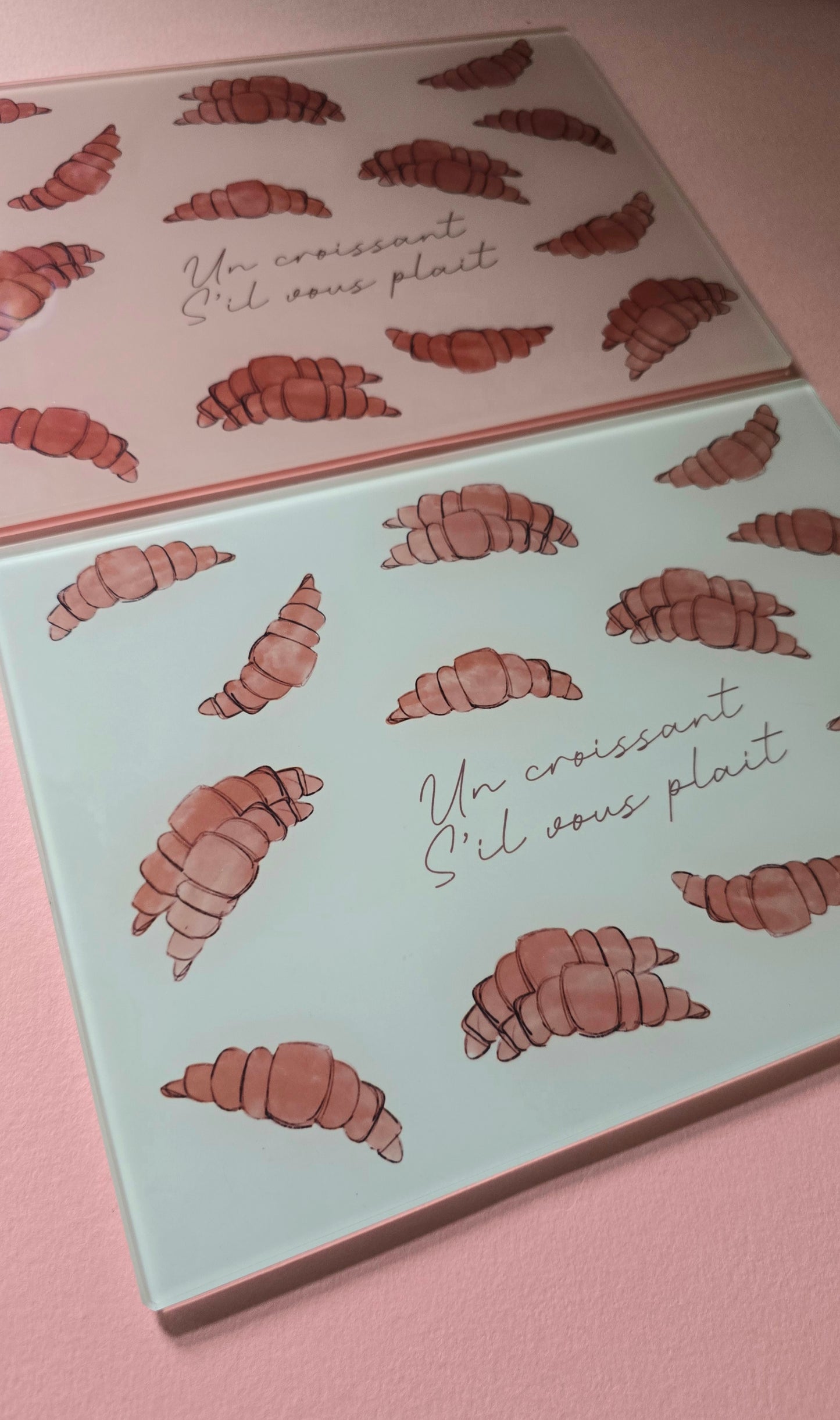 French Cute Croissant Glass Chopping Board
