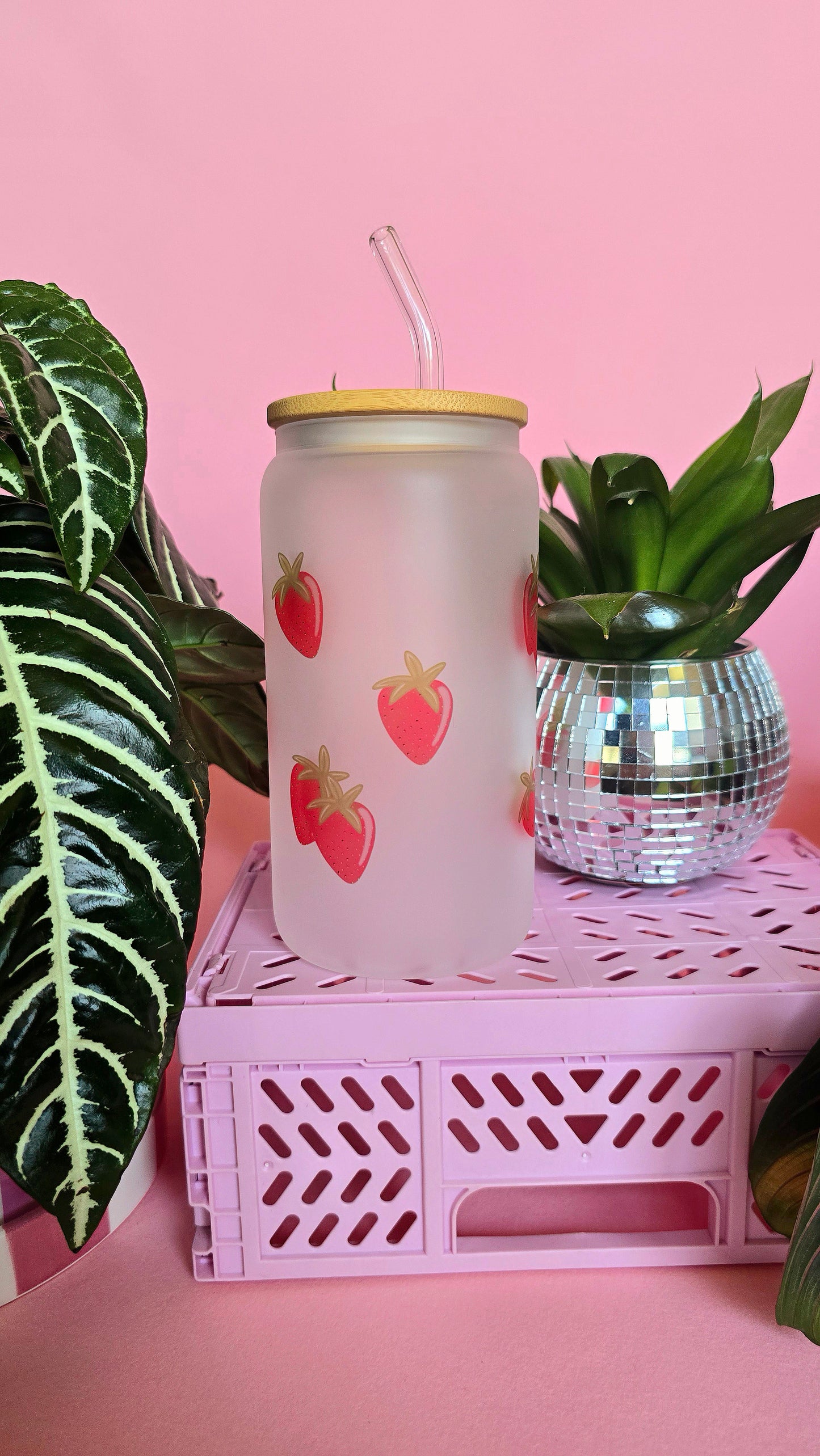 Strawberries Glass Tumbler