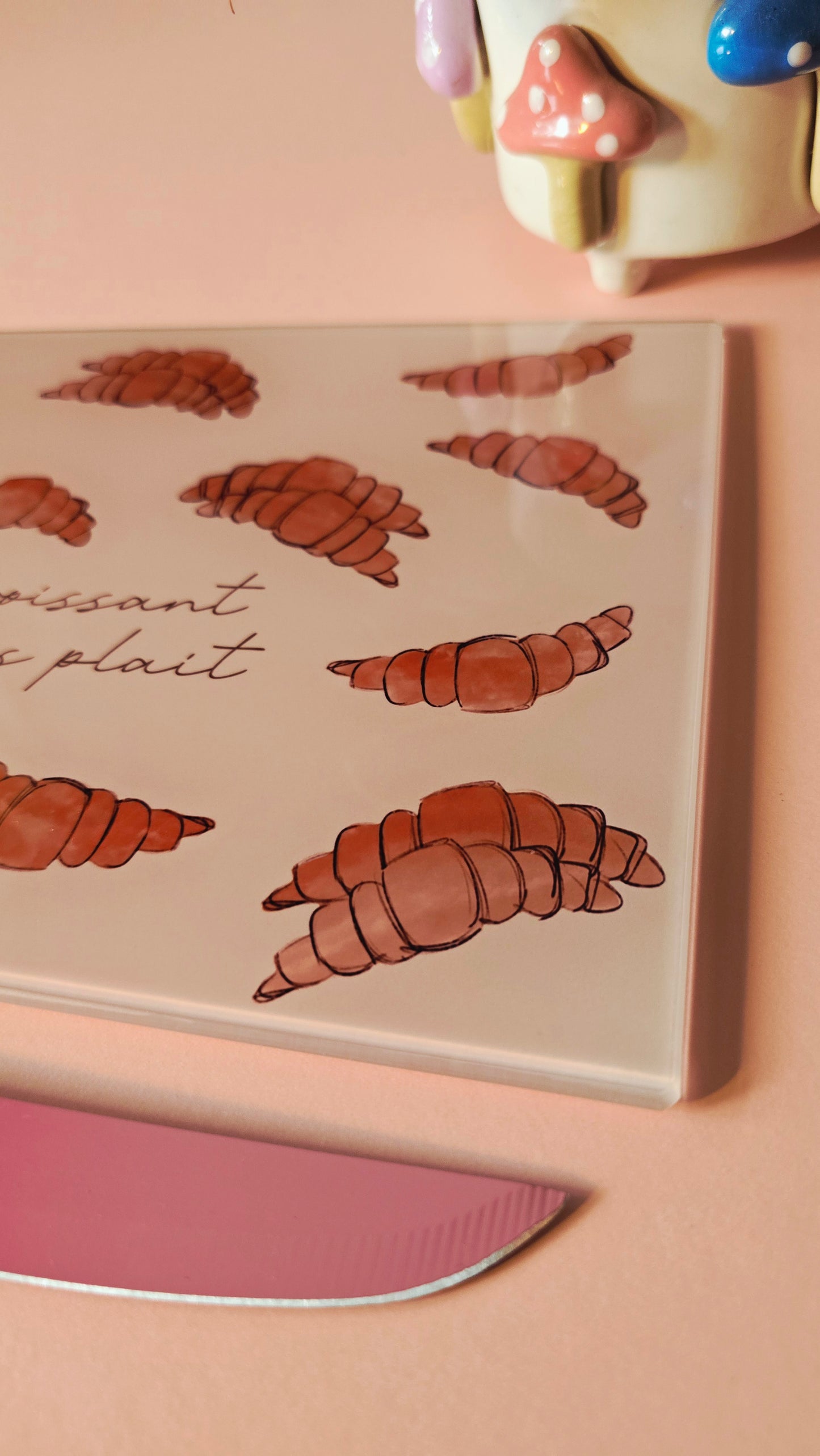 French Cute Croissant Glass Chopping Board