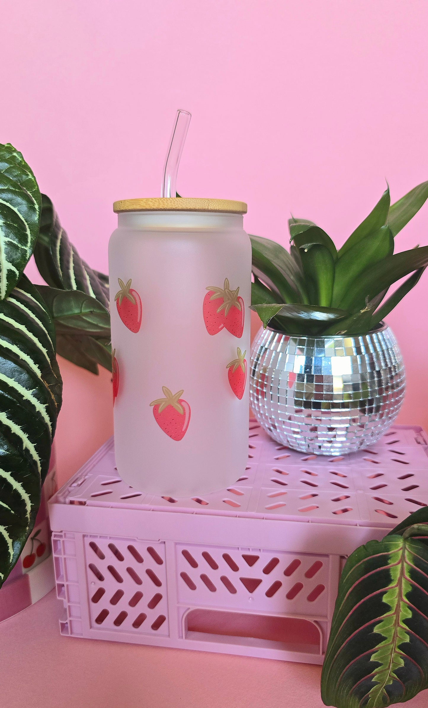 Strawberries Glass Tumbler