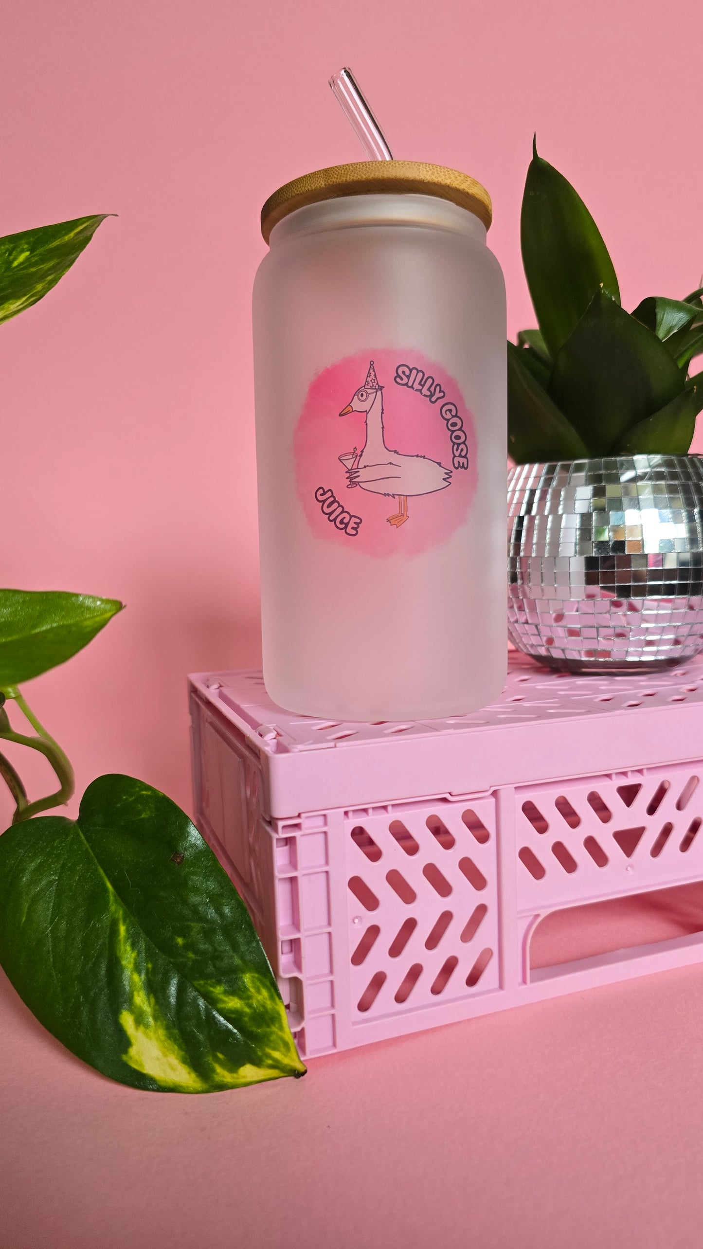 Silly Goose Juice Pink Glass Tumbler