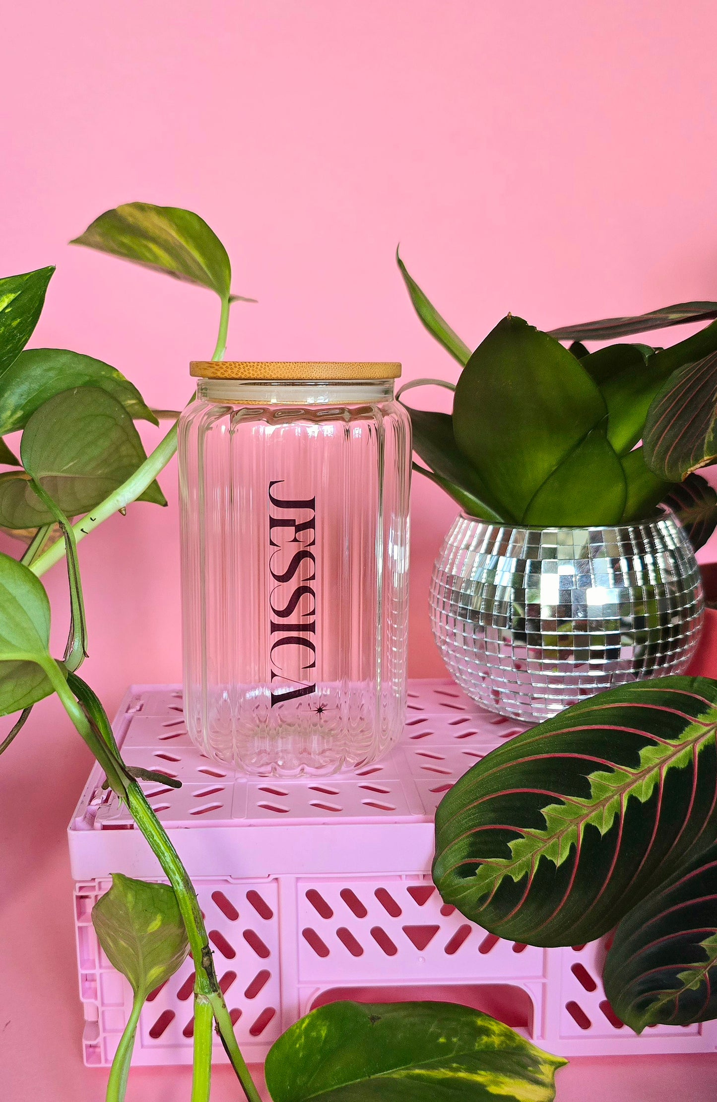 Personalised Ribbed Clear Glass Can Tumbler