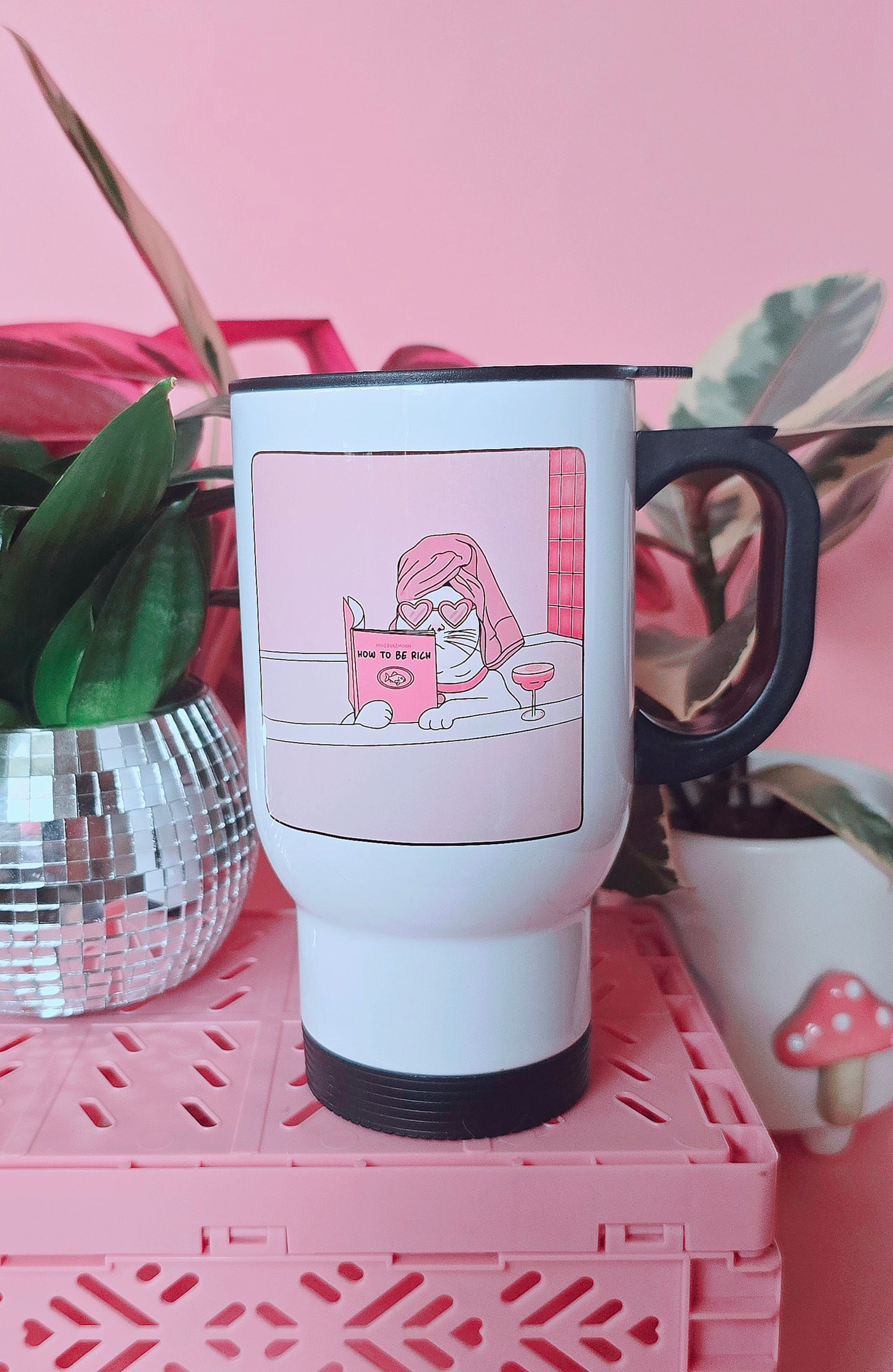 Funny Cat How To Get Rich Travel Mug