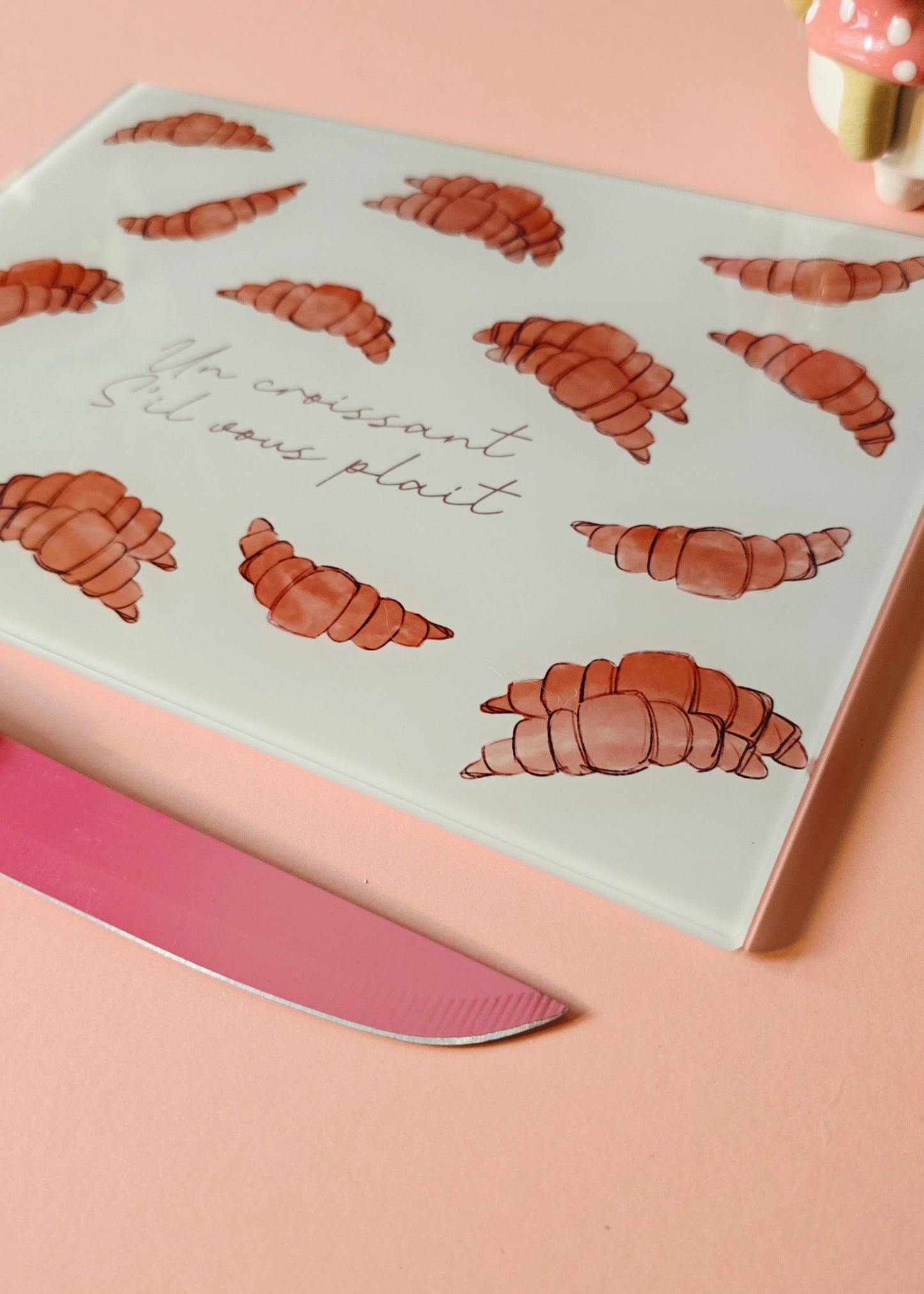 French Cute Croissant Glass Chopping Board