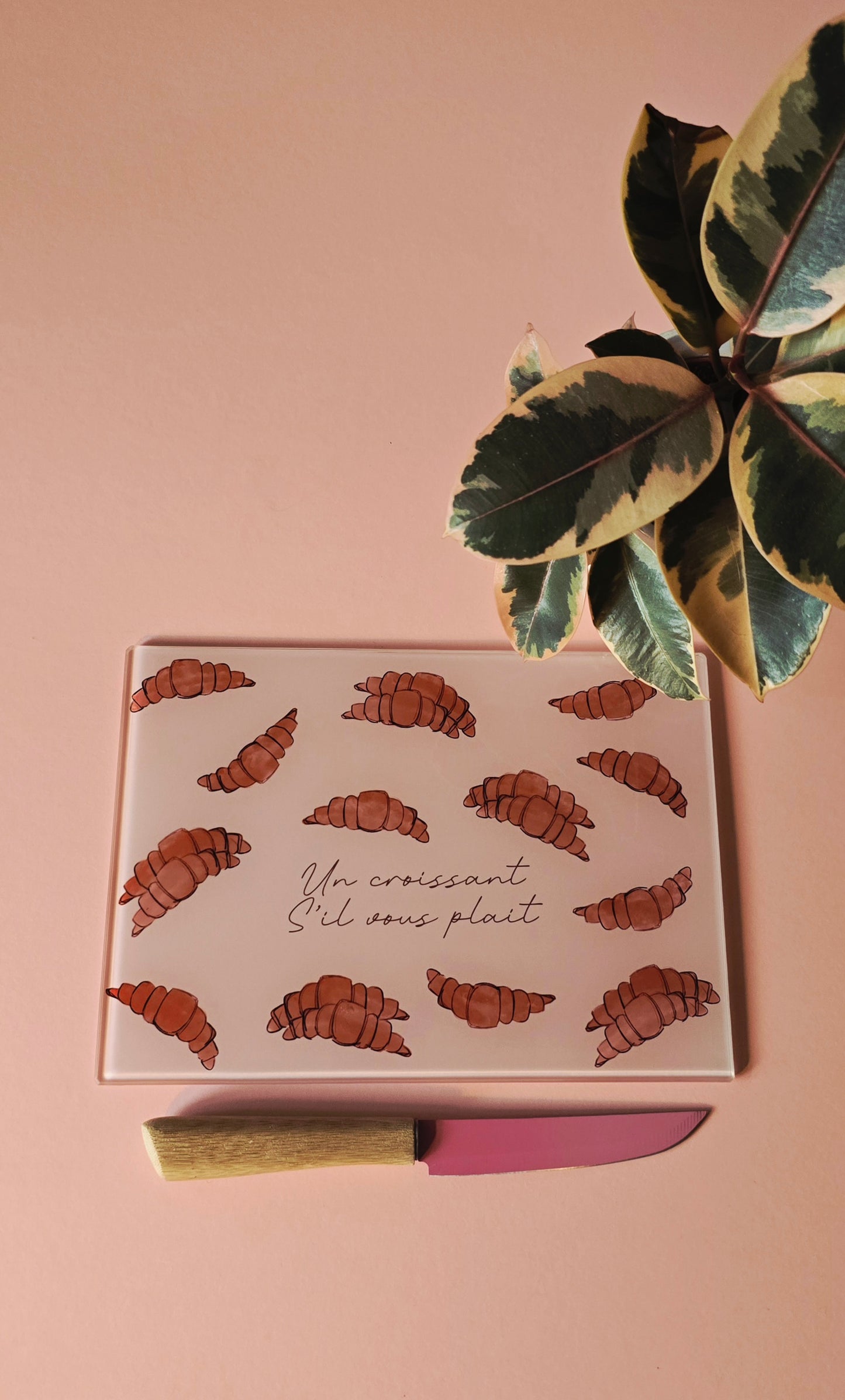 French Cute Croissant Glass Chopping Board