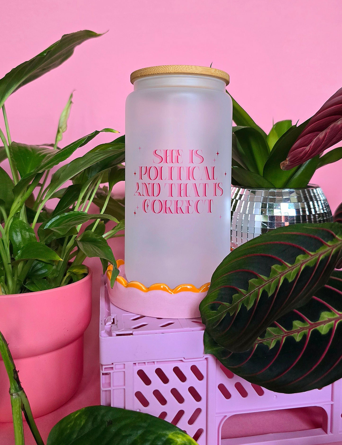She is Political Glass Tumbler