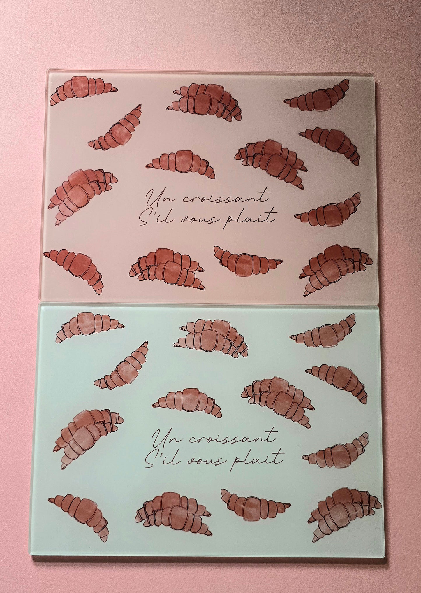 French Cute Croissant Glass Chopping Board