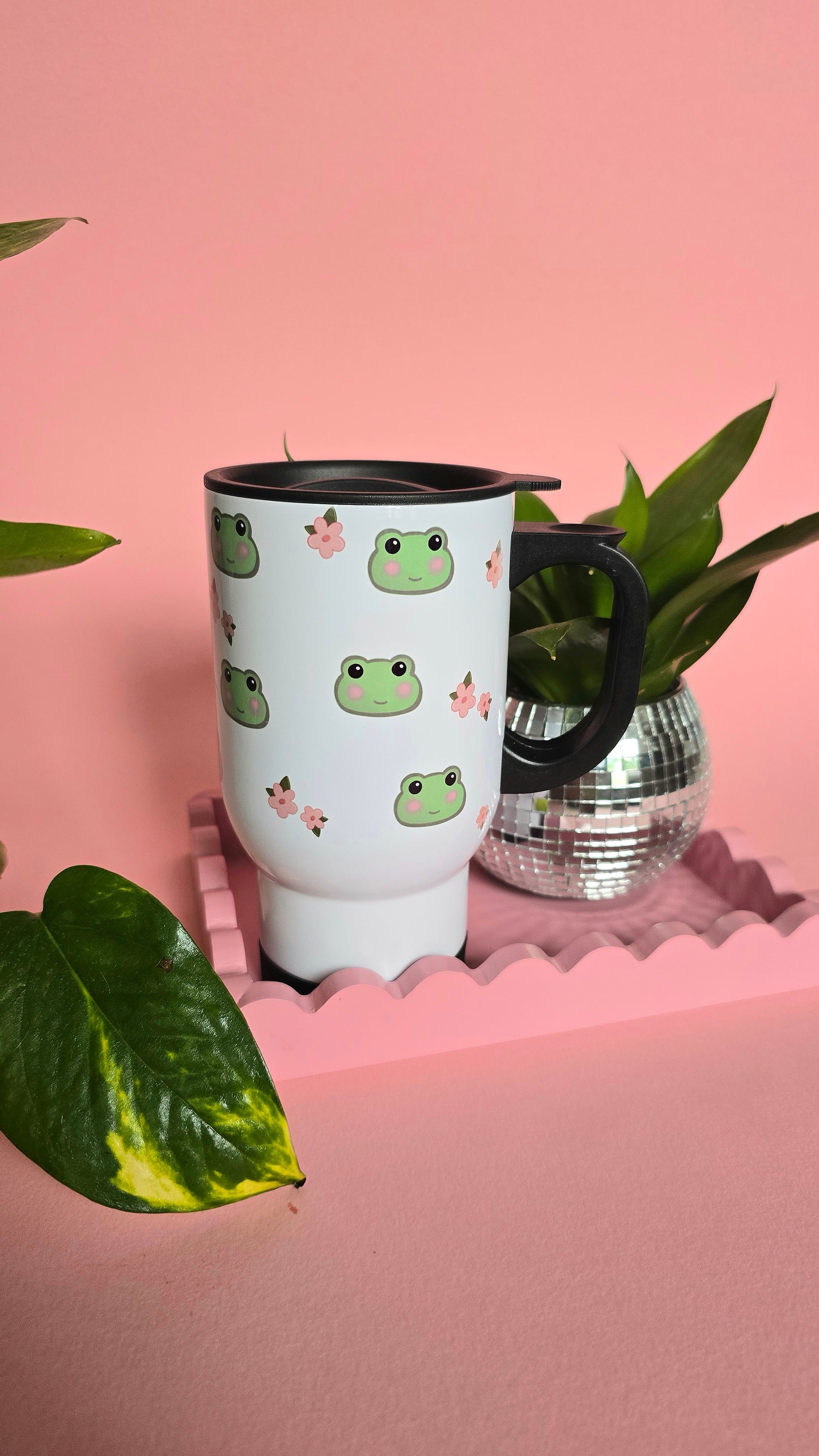 Frogs & Flowers Travel Mug