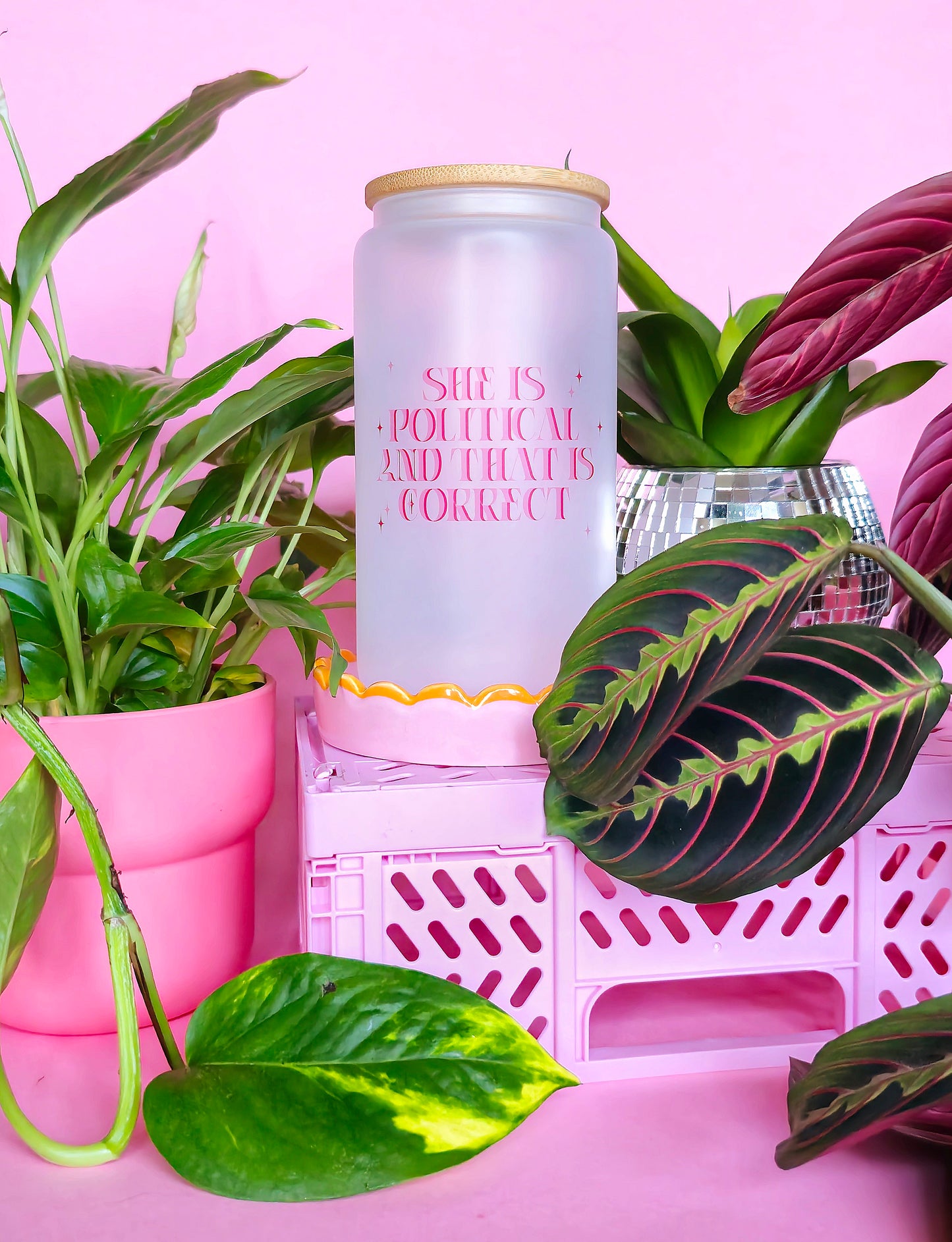 She is Political Glass Tumbler