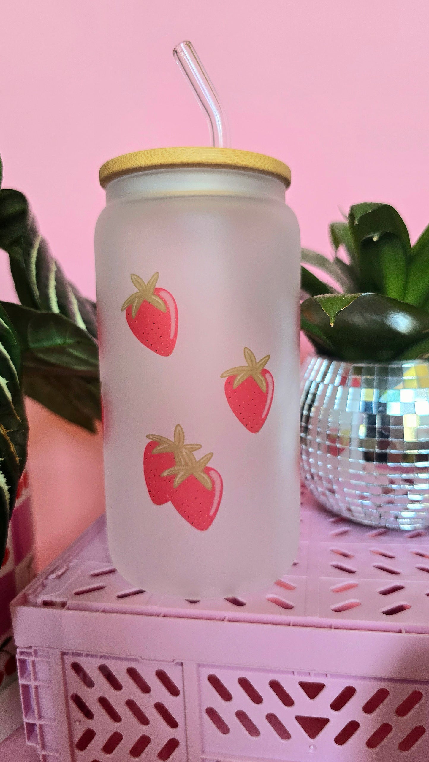 Strawberries Glass Tumbler