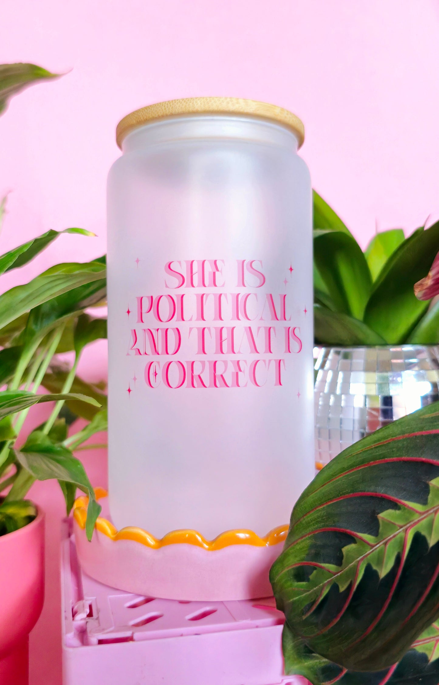 She is Political Glass Tumbler