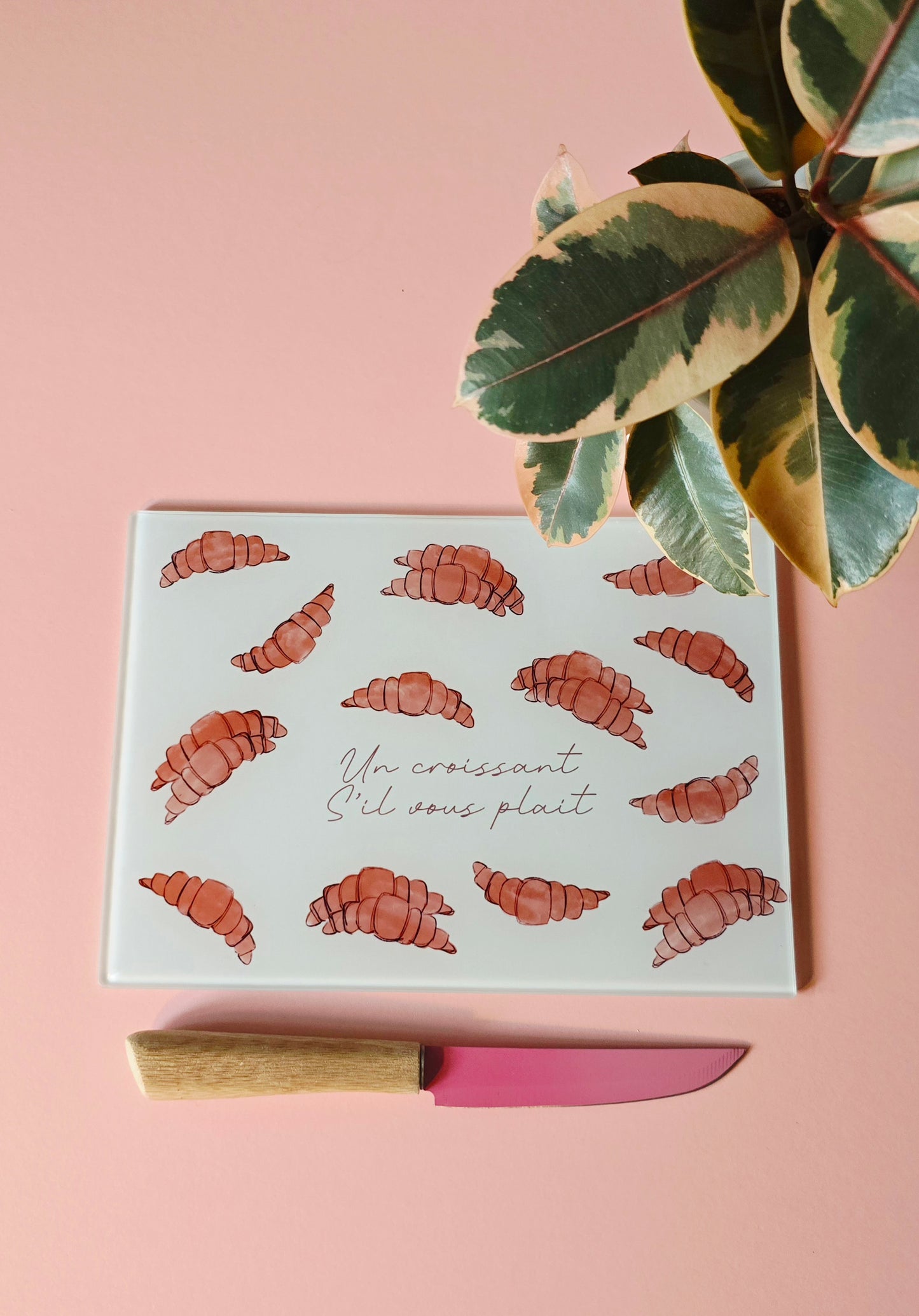 French Cute Croissant Glass Chopping Board