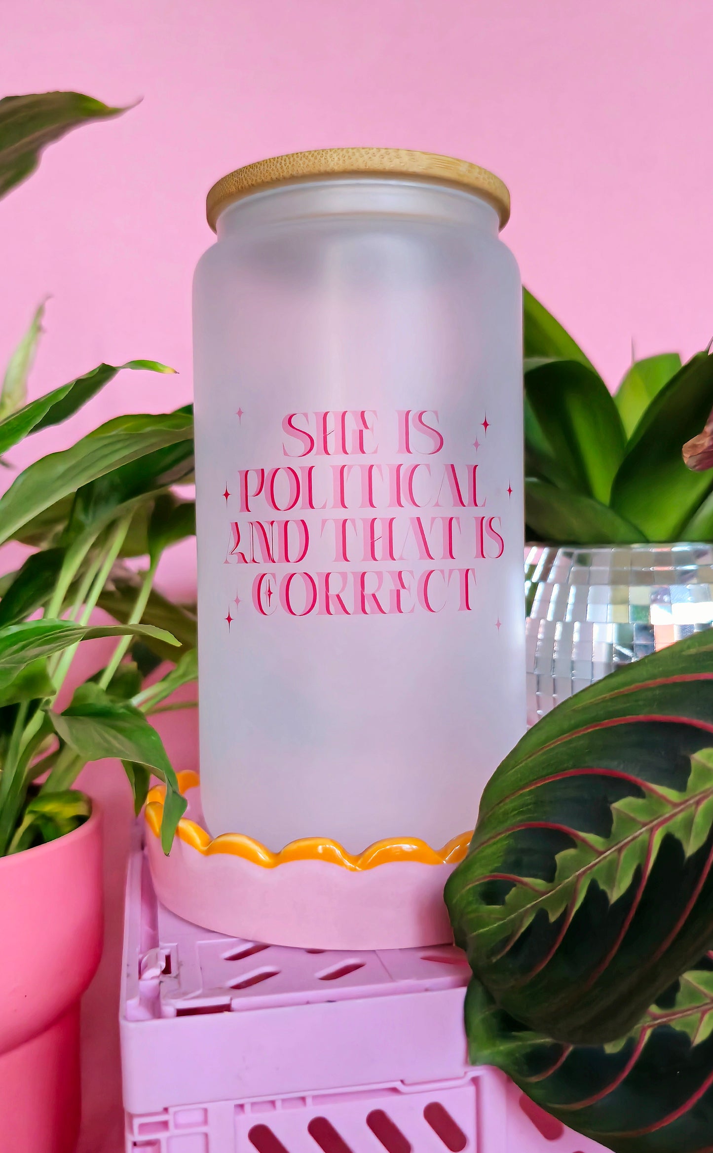 She is Political Glass Tumbler