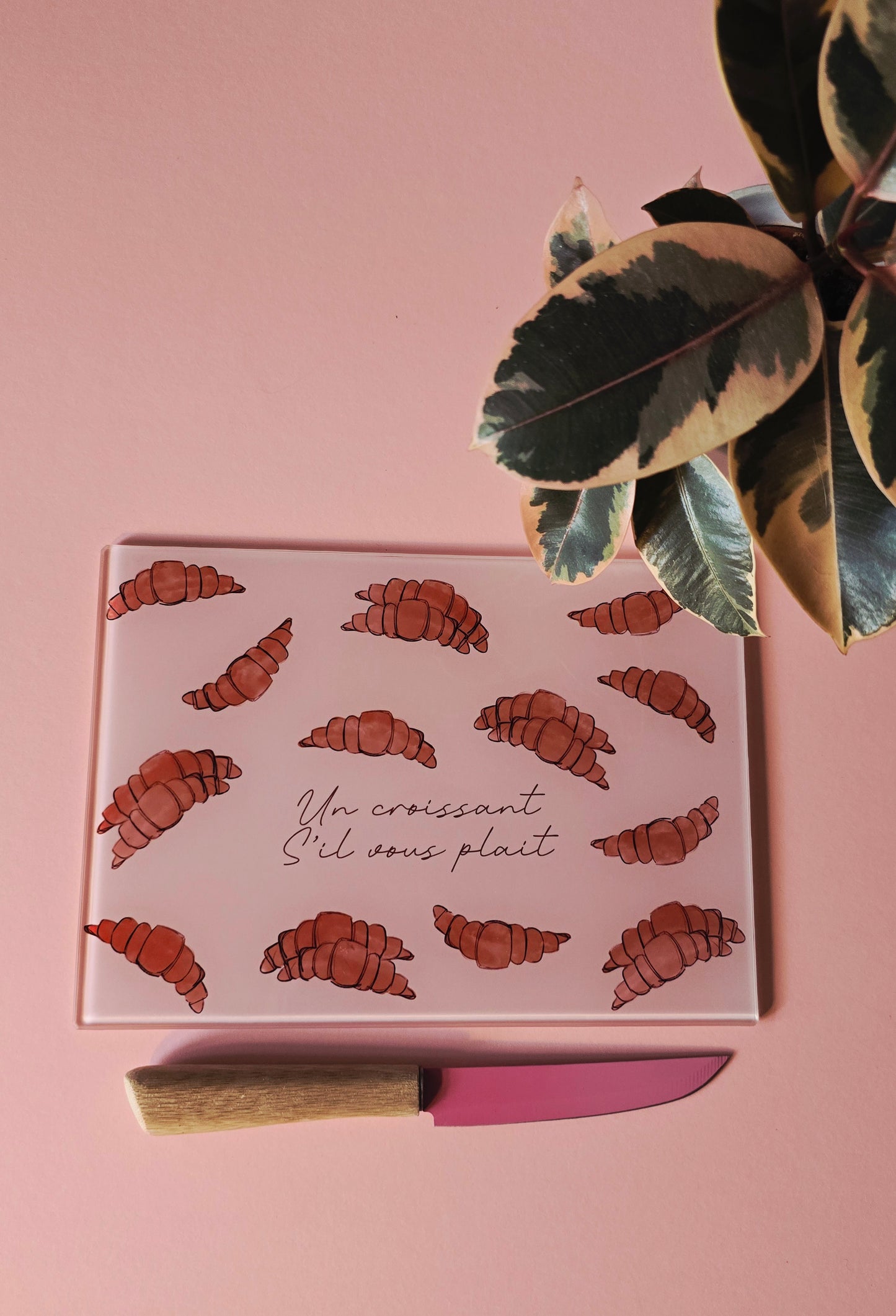 French Cute Croissant Glass Chopping Board