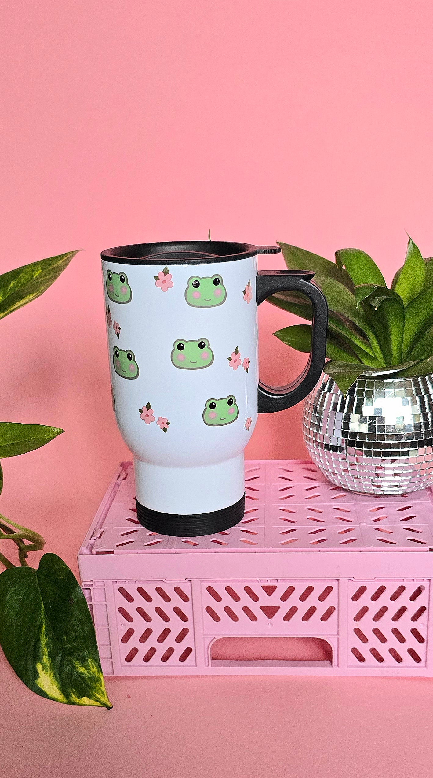 Frogs & Flowers Travel Mug