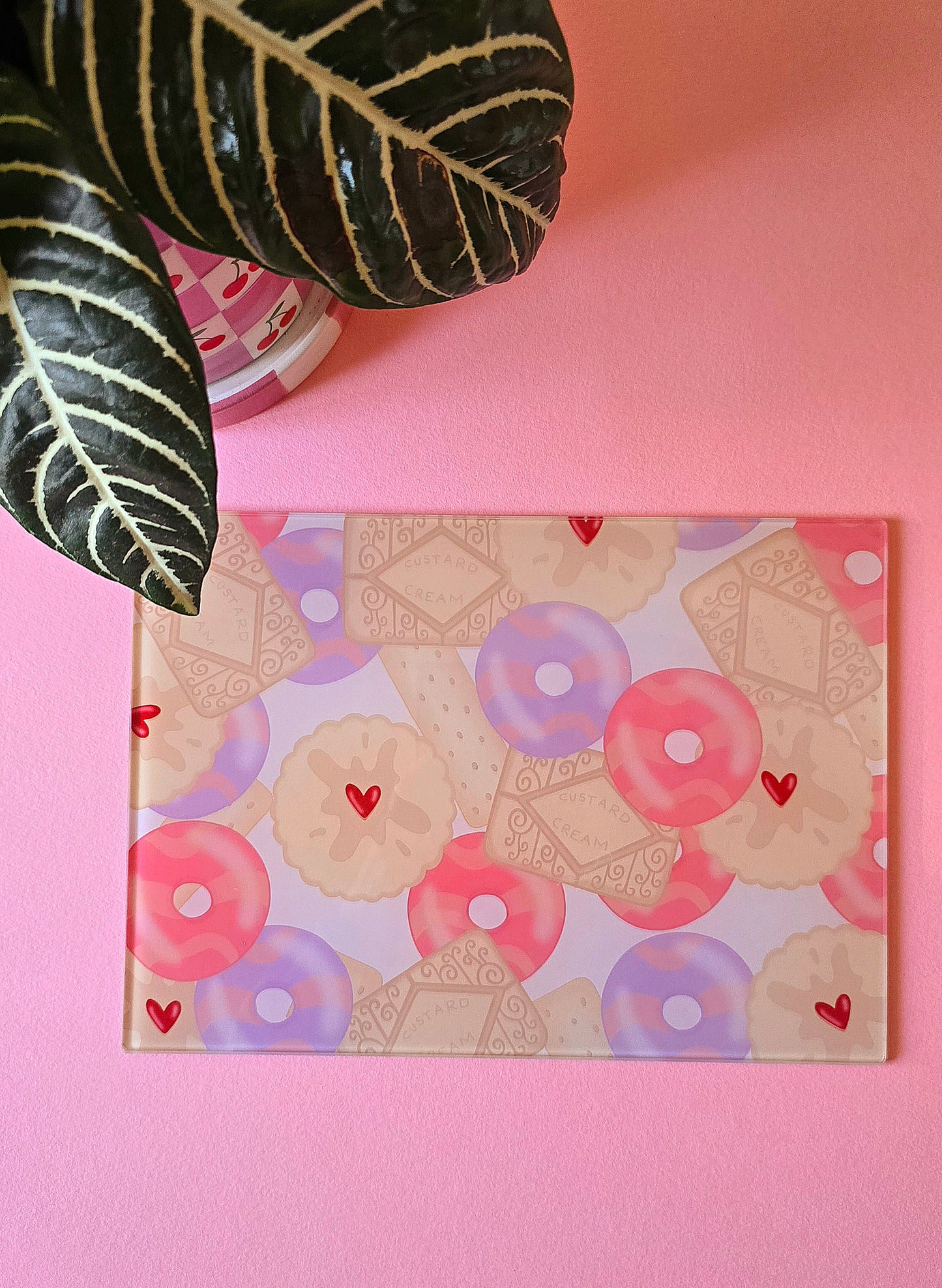Nostalgic Biscuits Glass Chopping Board