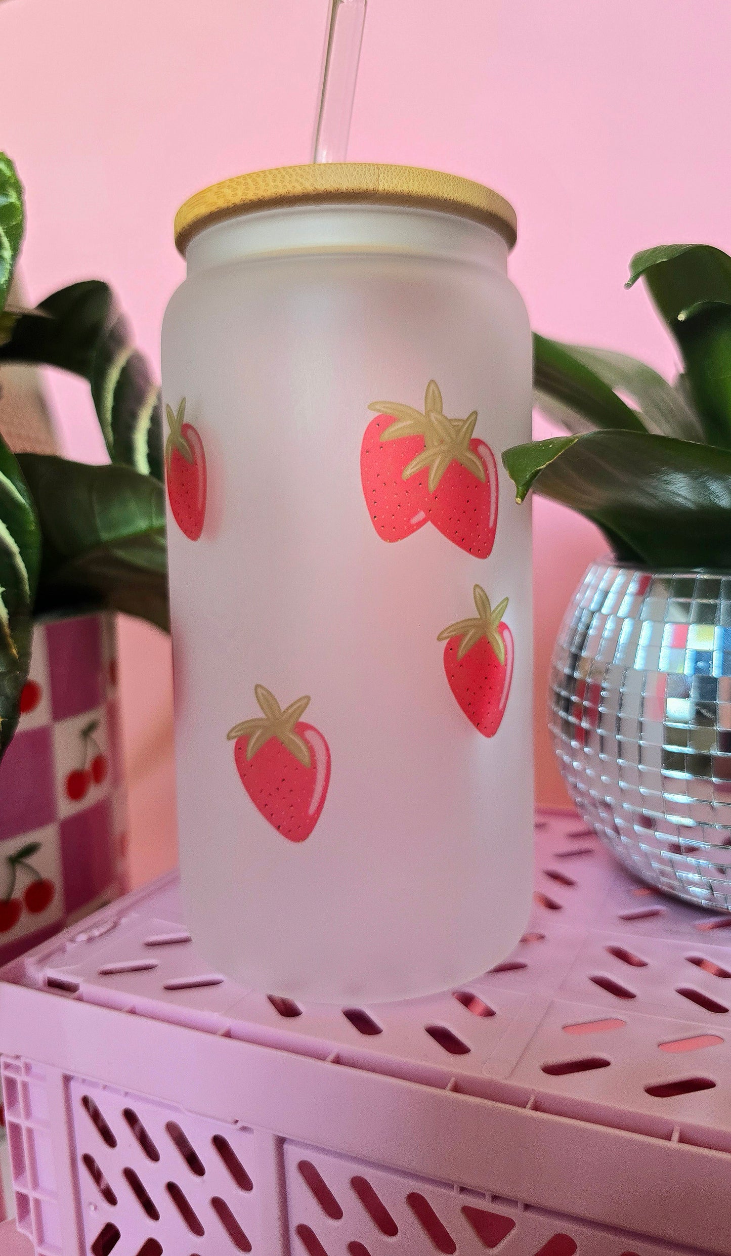 Strawberries Glass Tumbler
