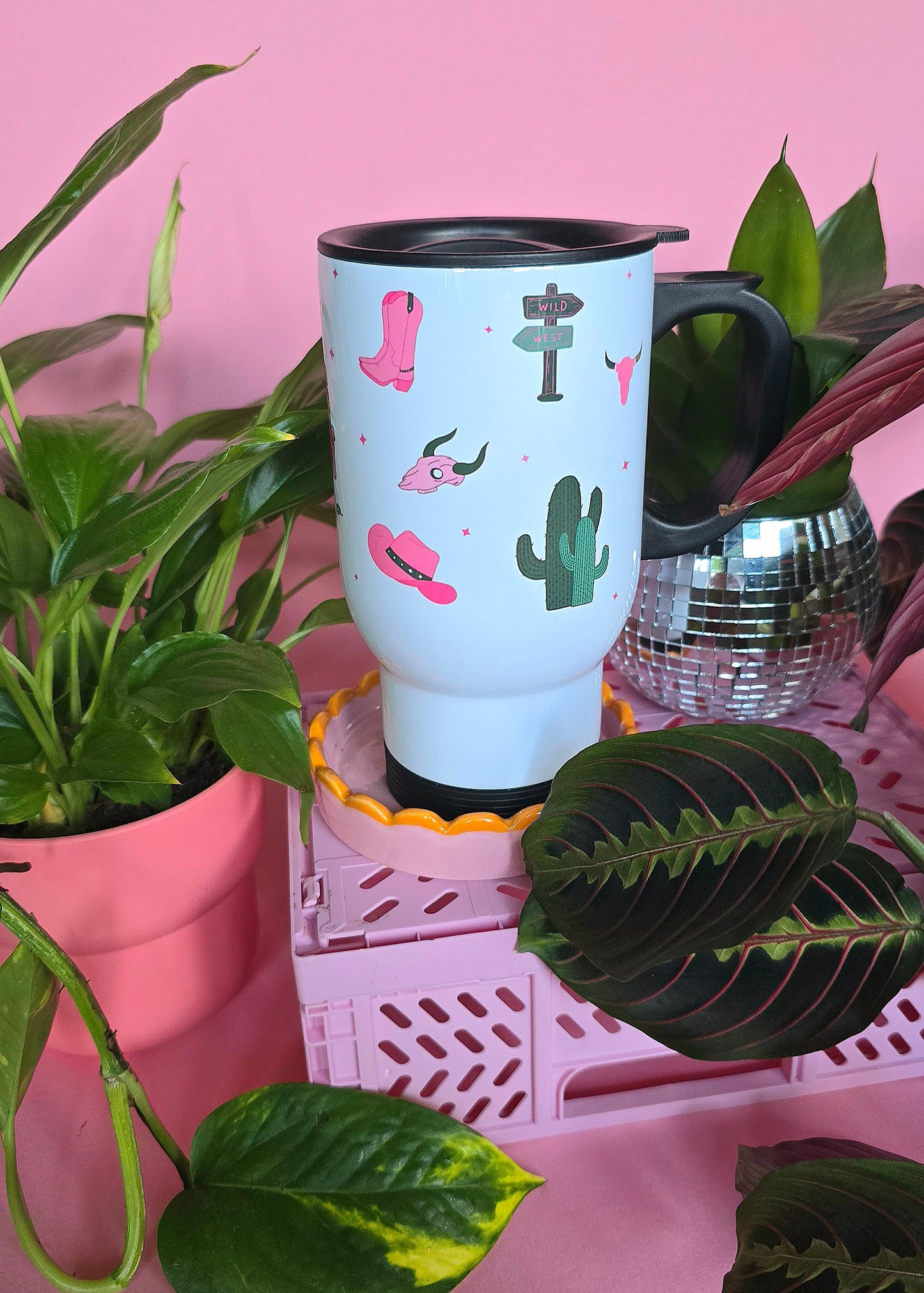 Yee Haw Western Pink & Green | Cute Travel Mugs